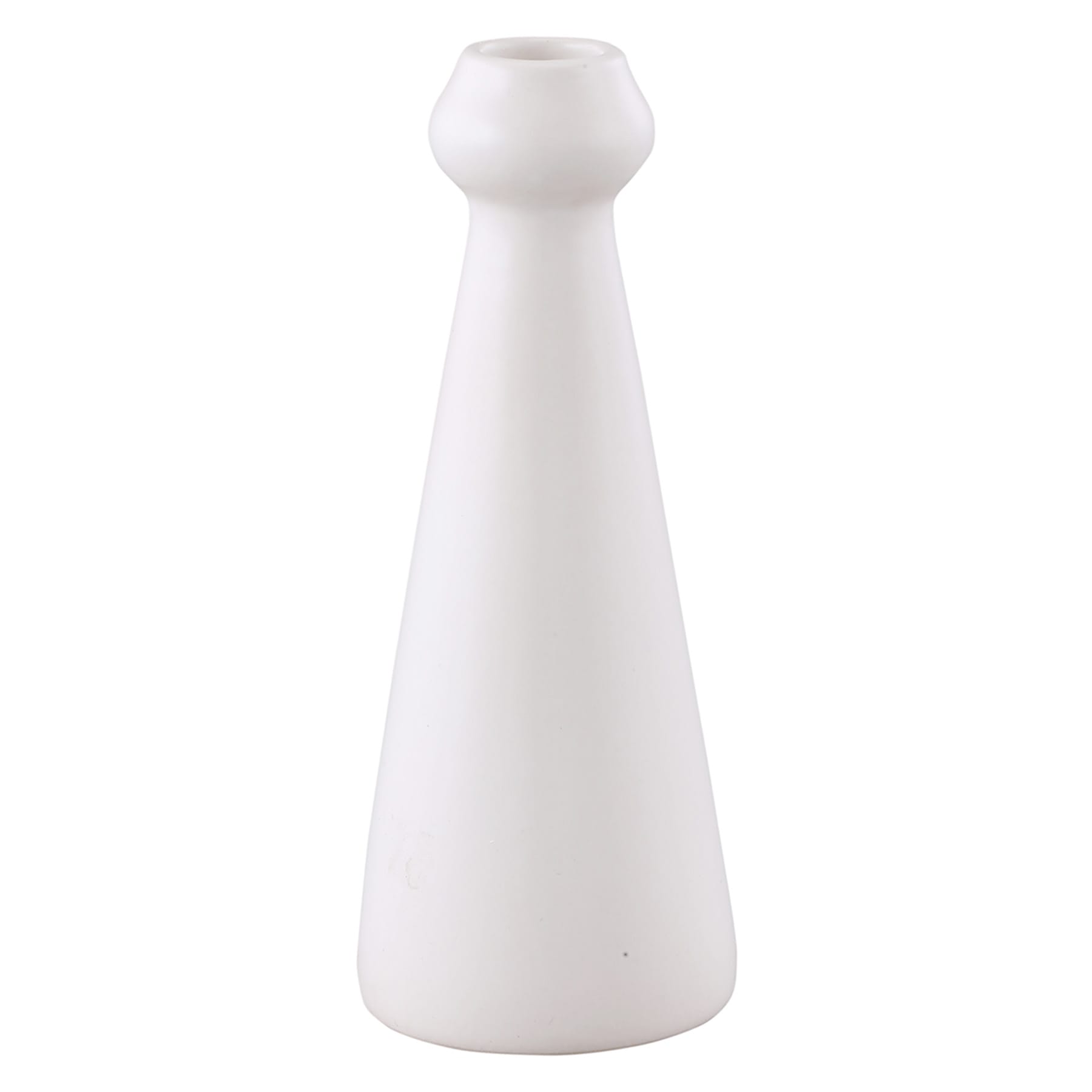 White Ceramic Taper Candle Holder, 7"
