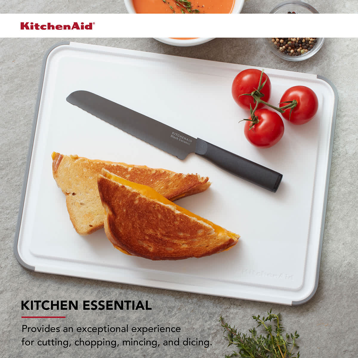 KitchenAid Classic Nonslip Plastic Cutting Board, 11x14