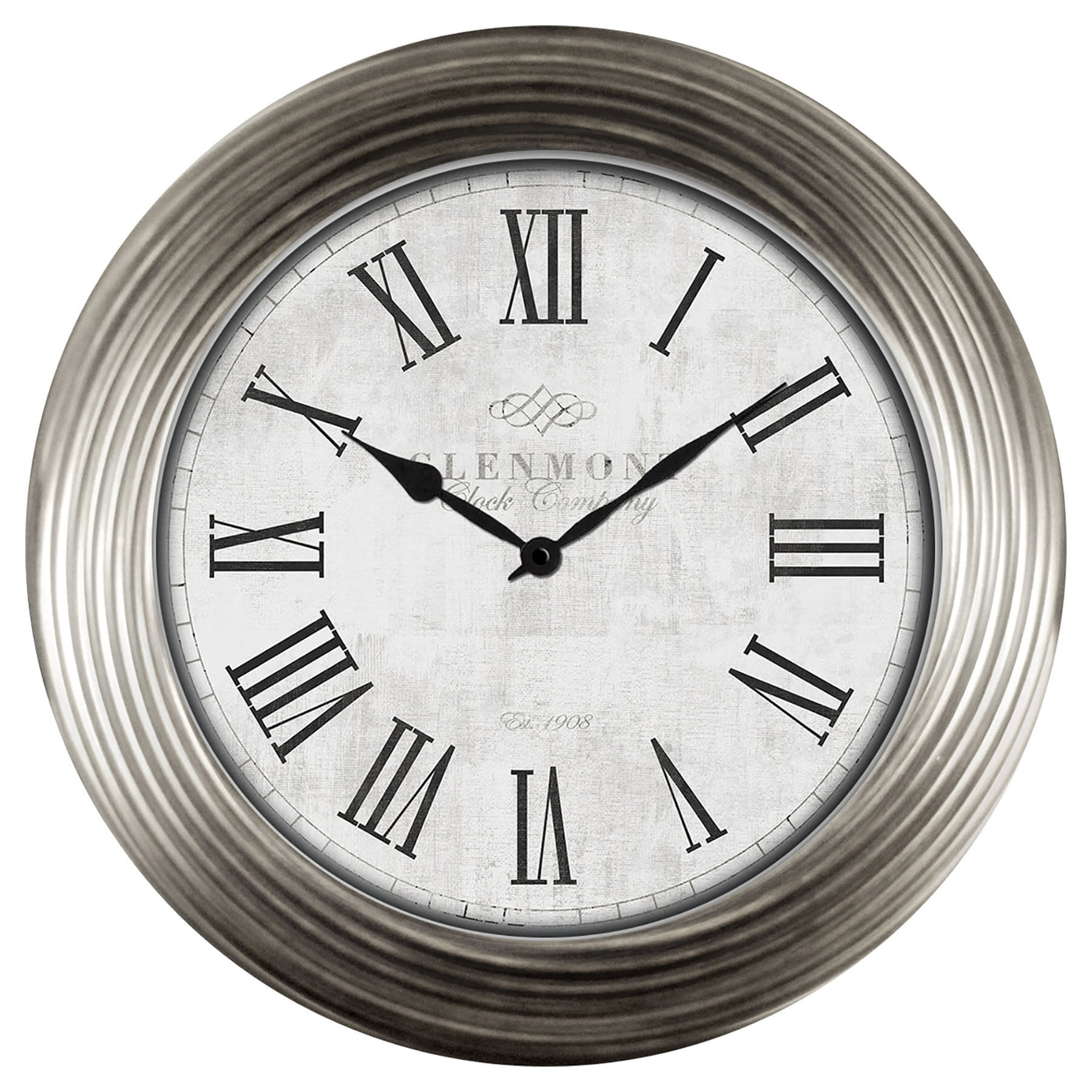 Antique Silver Grapevine Round Wall Clock, 30"