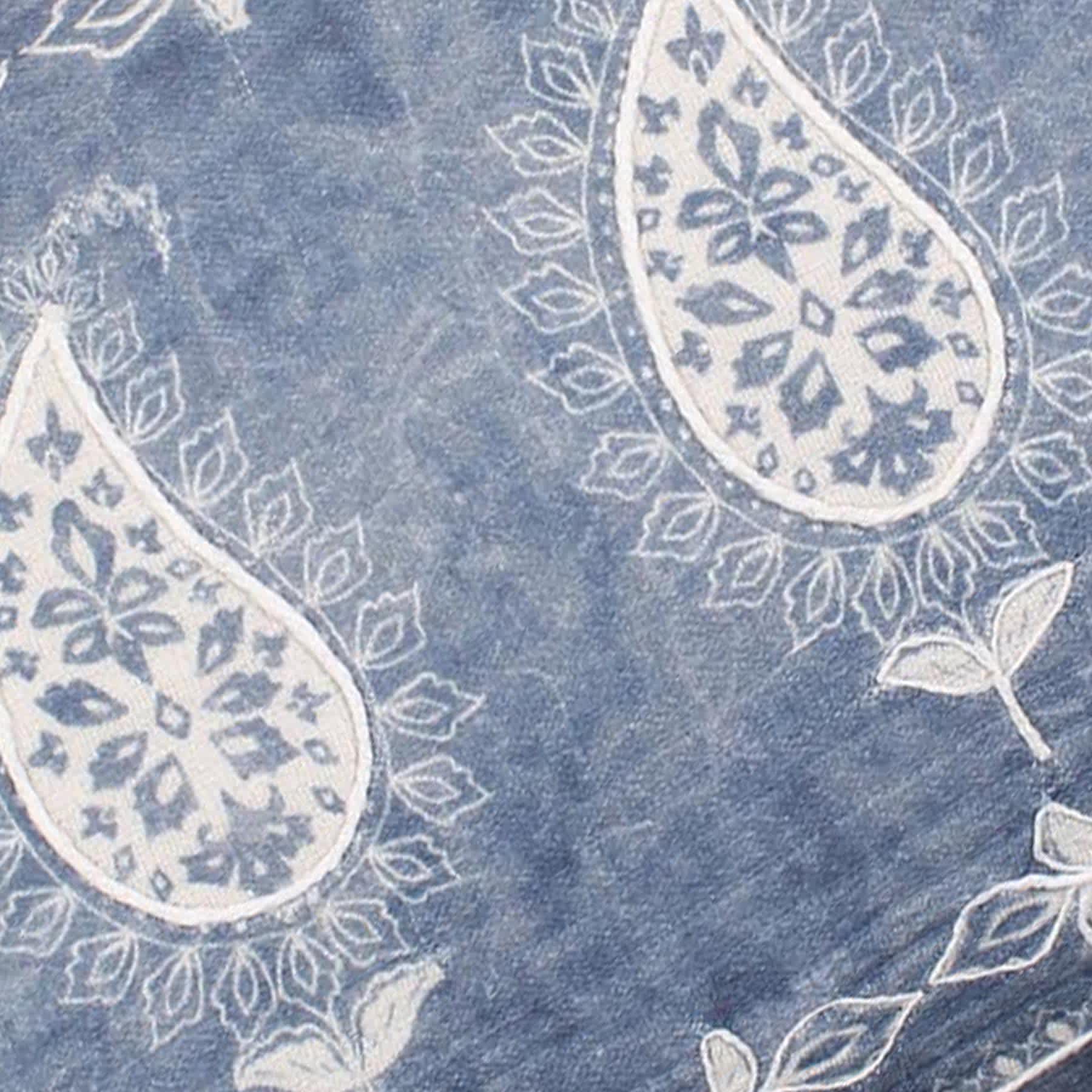 Honeybloom Blue Matelasse Block Print Throw Pillow, 14x20