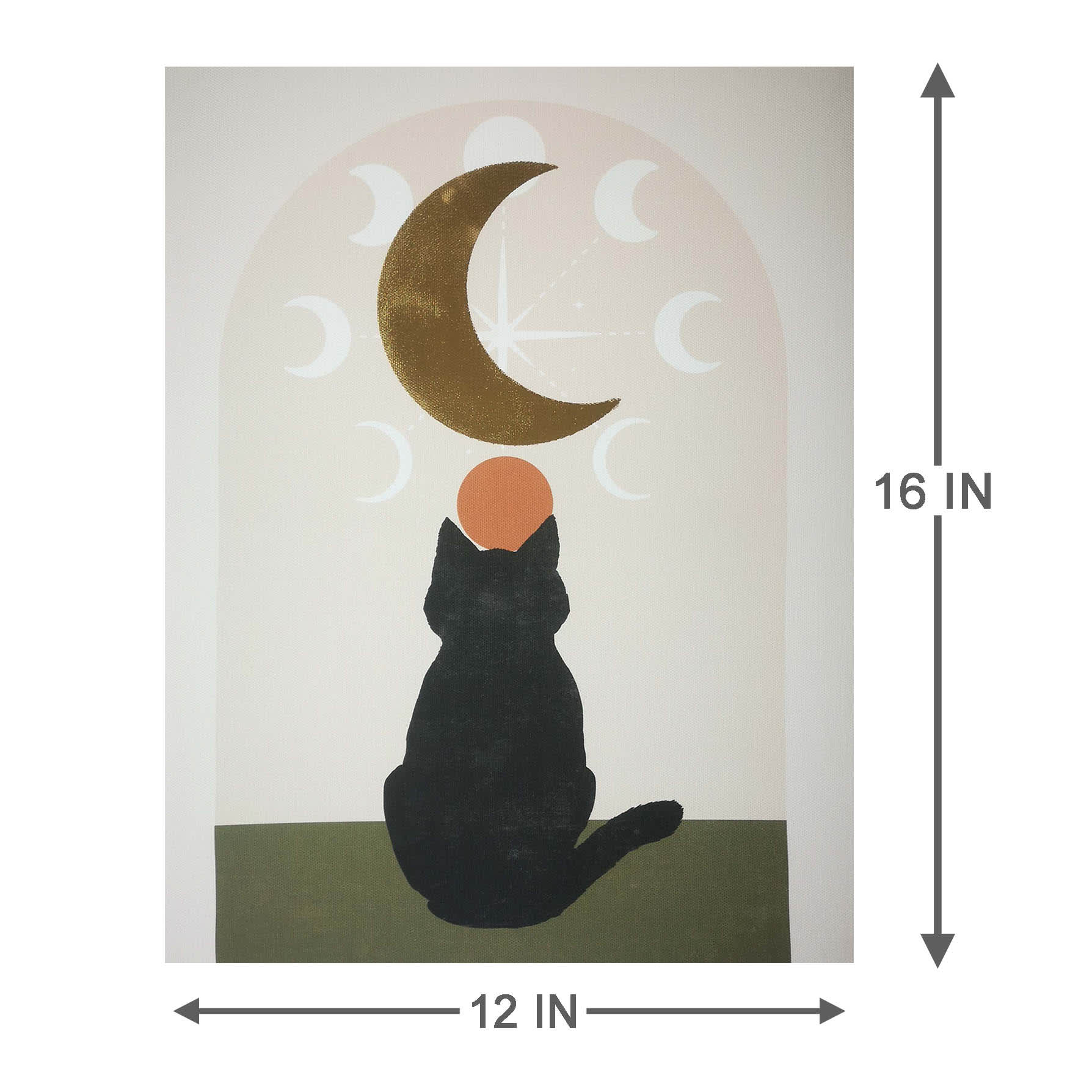 Cat & Moon Canvas Wall Art, 12x16