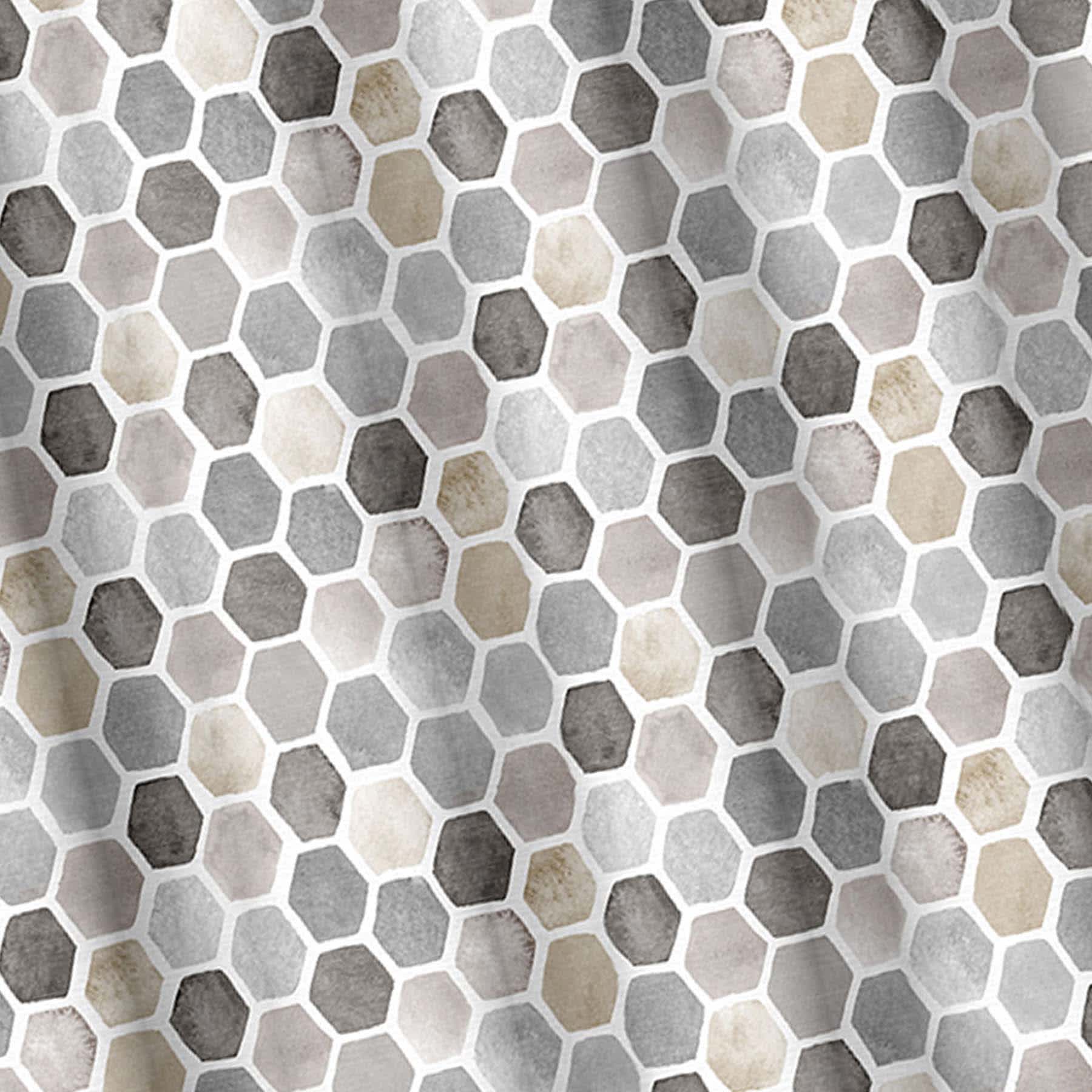 13-Piece Grey Pebble Print Shower Curtain Set, 72"