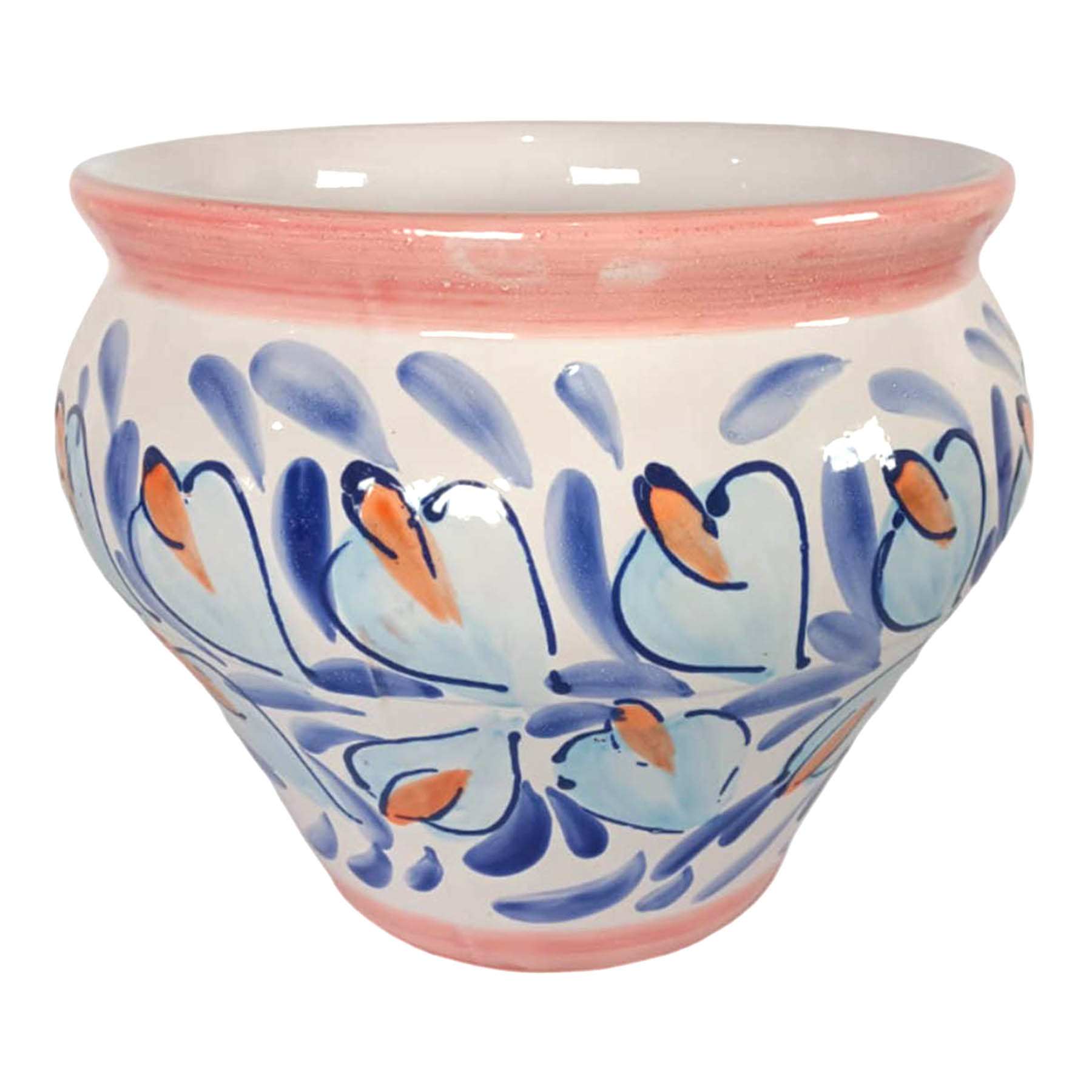 Hand Painted Spanish Orange Swirl Outdoor Planter, Medium