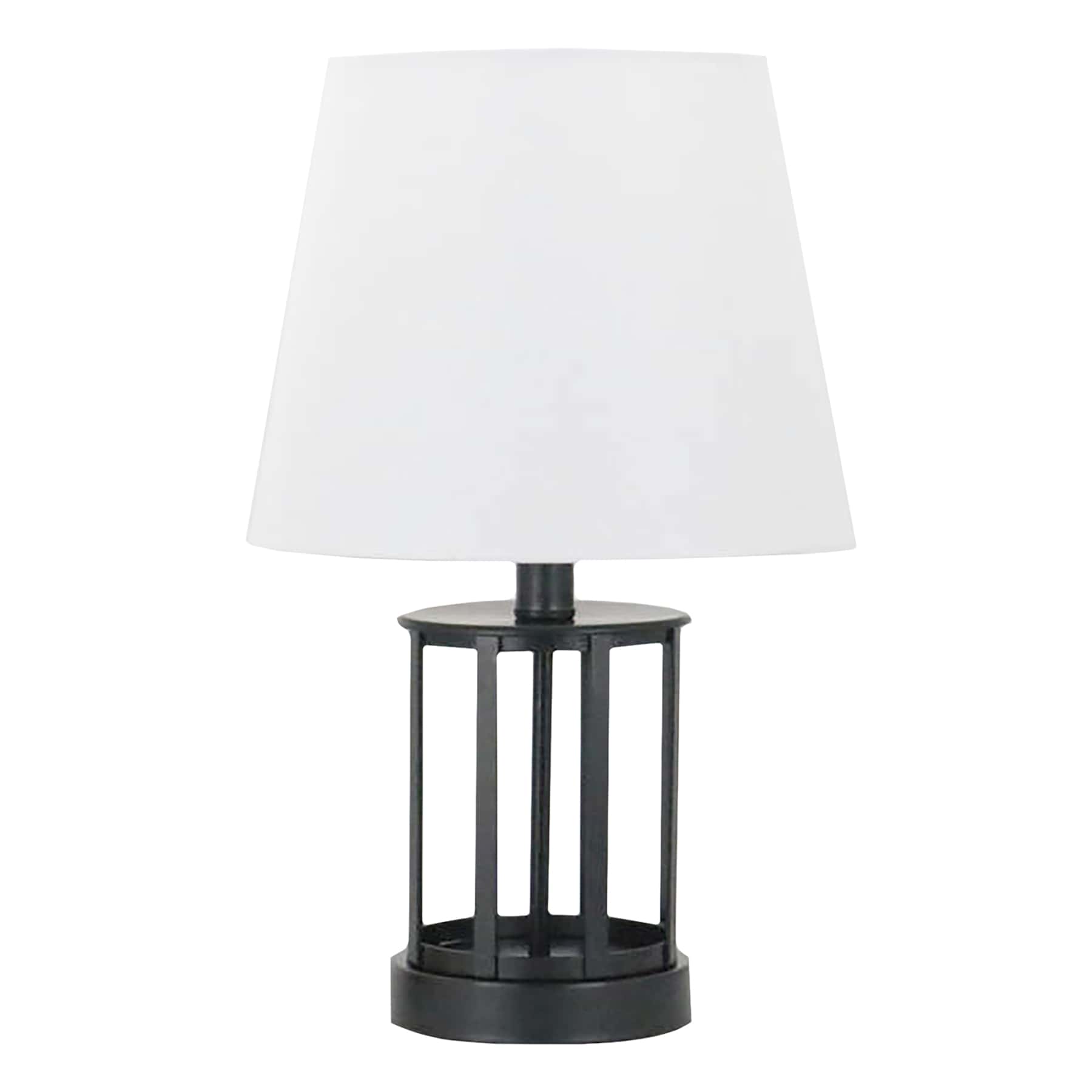 Black Metal Cage Lamp with Shade, 16"