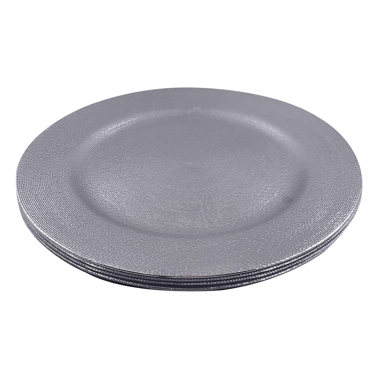 Set of 4 Silver Charger Plates
