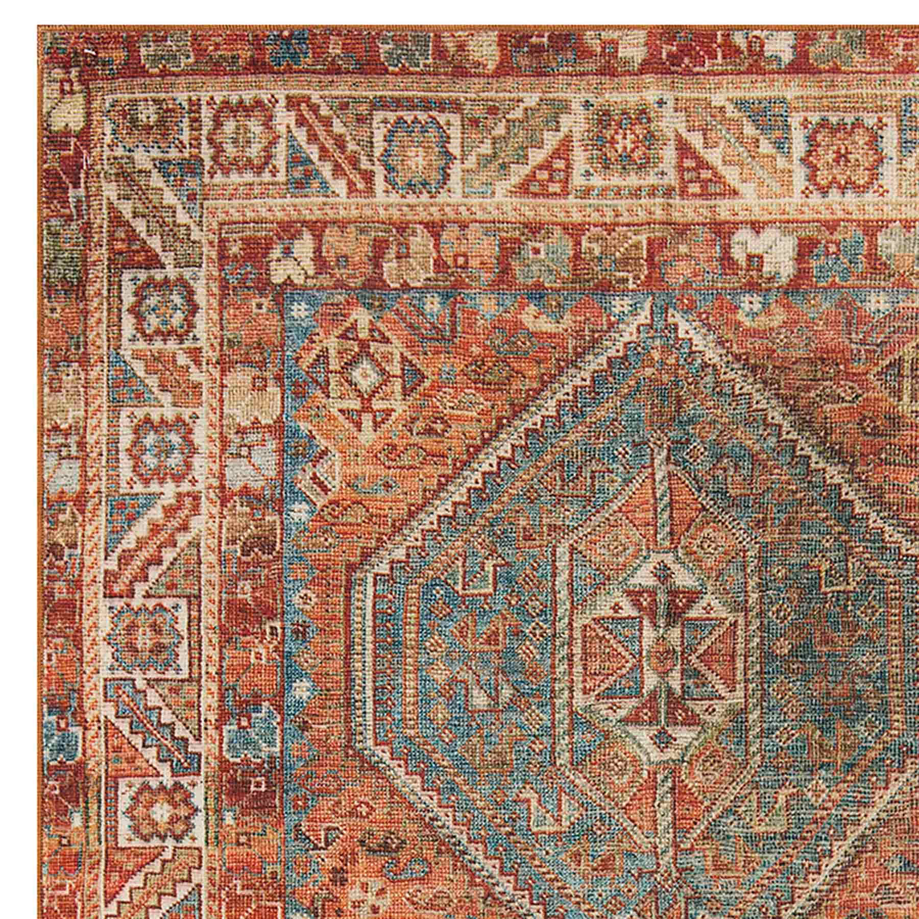 (D570) Freya Red Multicolor Medallion Washable Accent Rug, 3x5