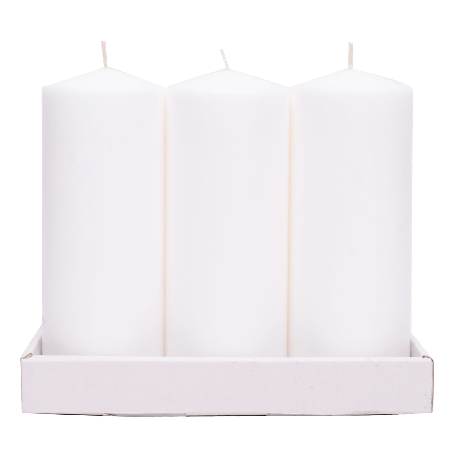 3-Pack White Unscented Overdip Pillar Candles, 7.6"