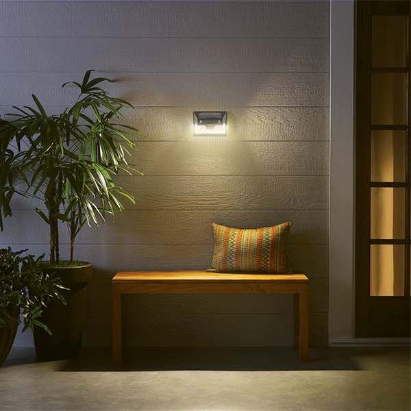 600-Lumen Solar Black Fence Light With Motion Sensor