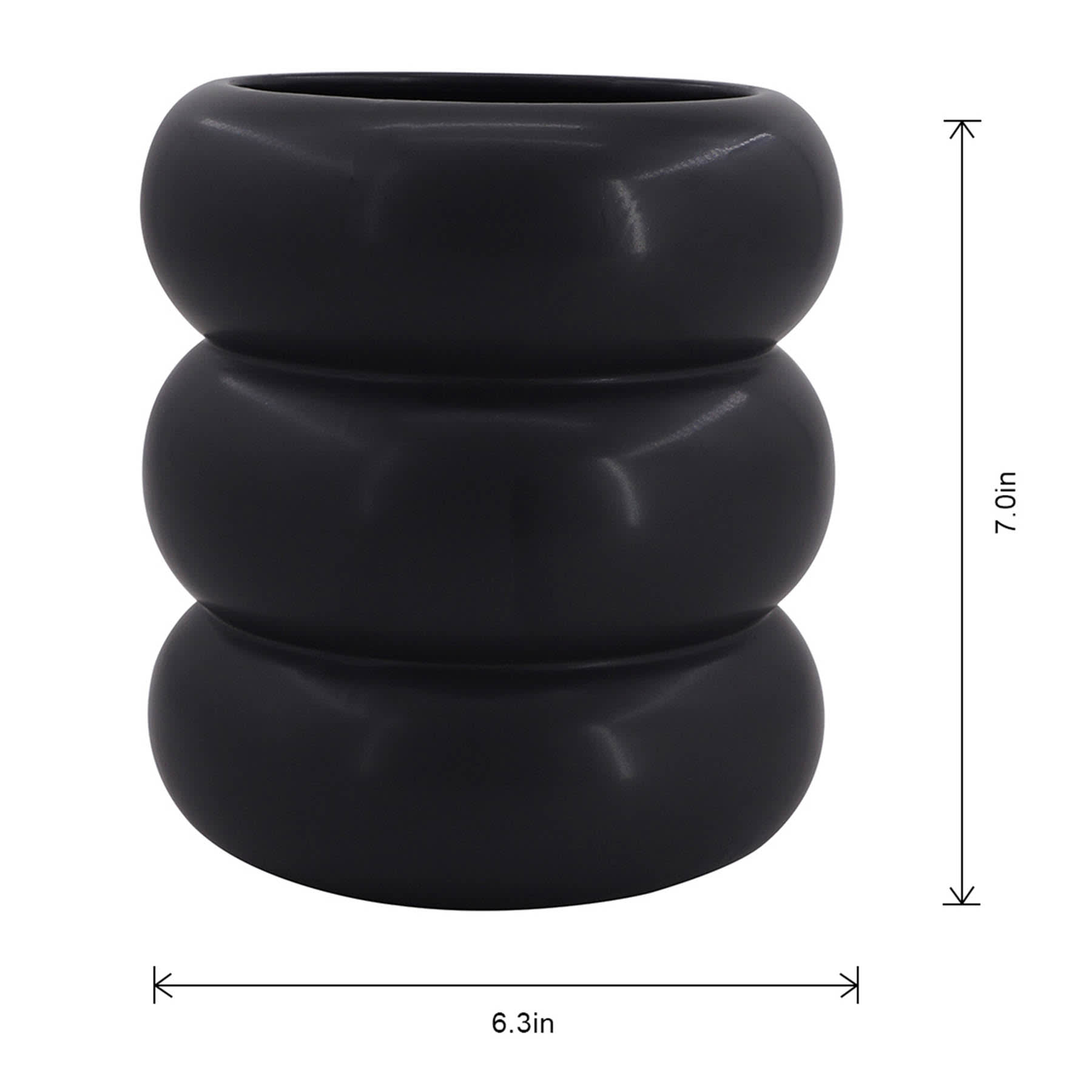 Crosby St. Indoor Black Modern Rib Planter, 6"
