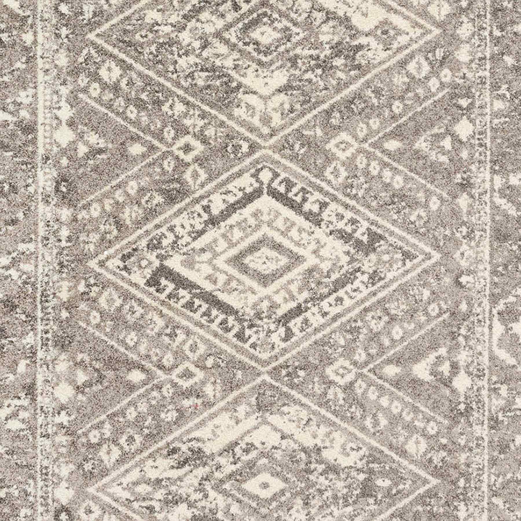 (B640) Greta Taupe Diamond Design Area Rug, 5x7