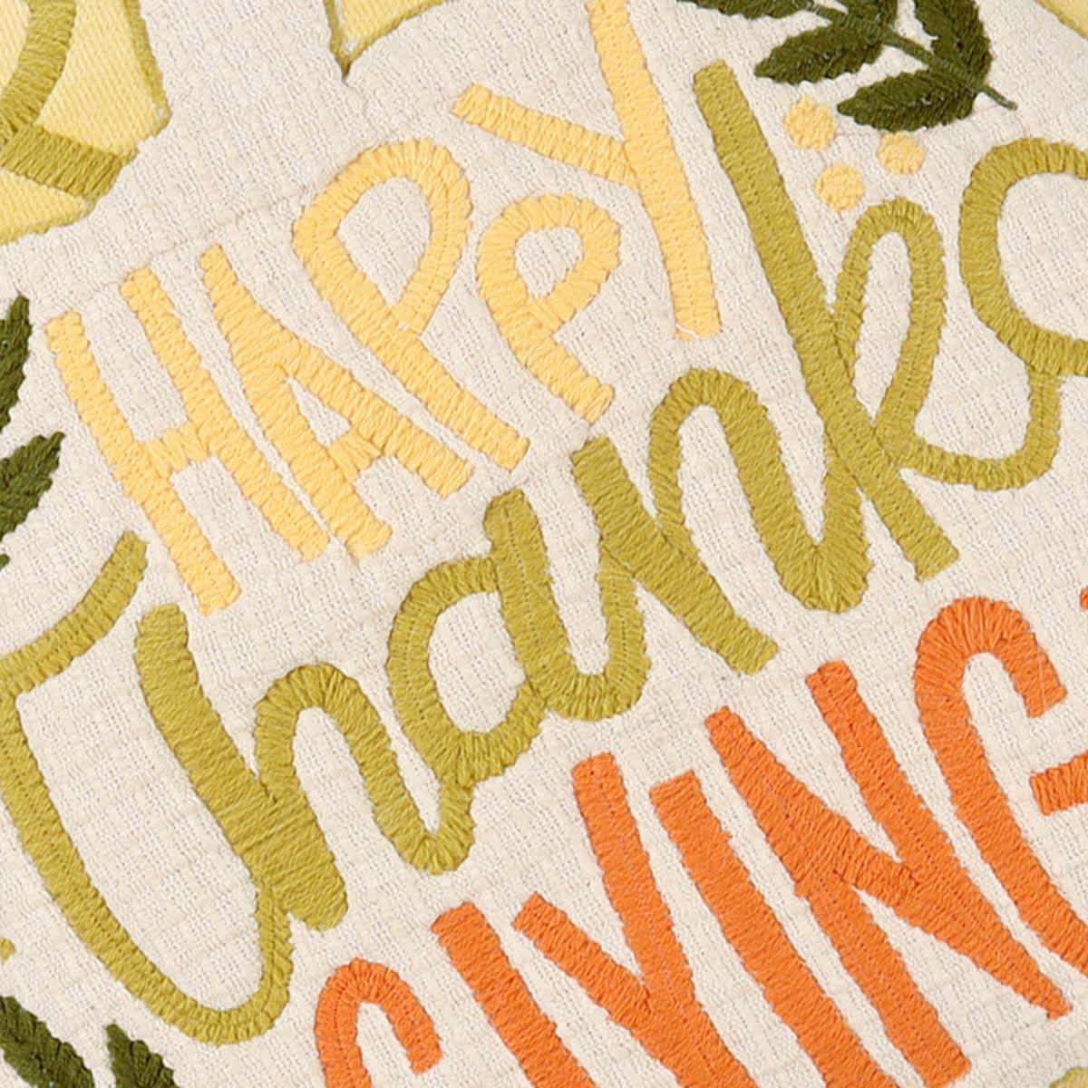 Happy Thanksgiving Pumpkin Embroidered Throw Pillow