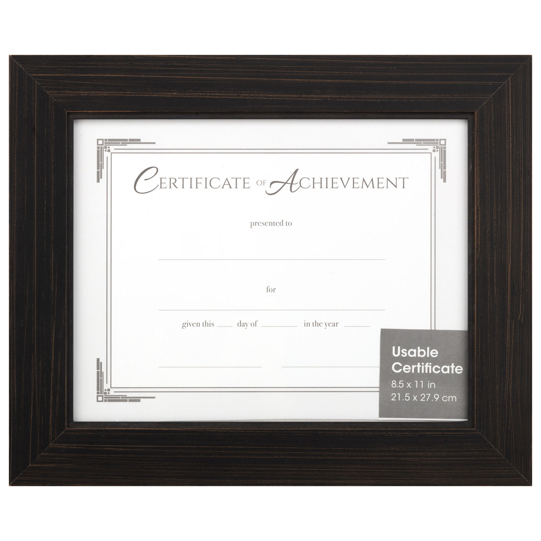 Wide Blackwash Profile Document Frame, 8.5x11