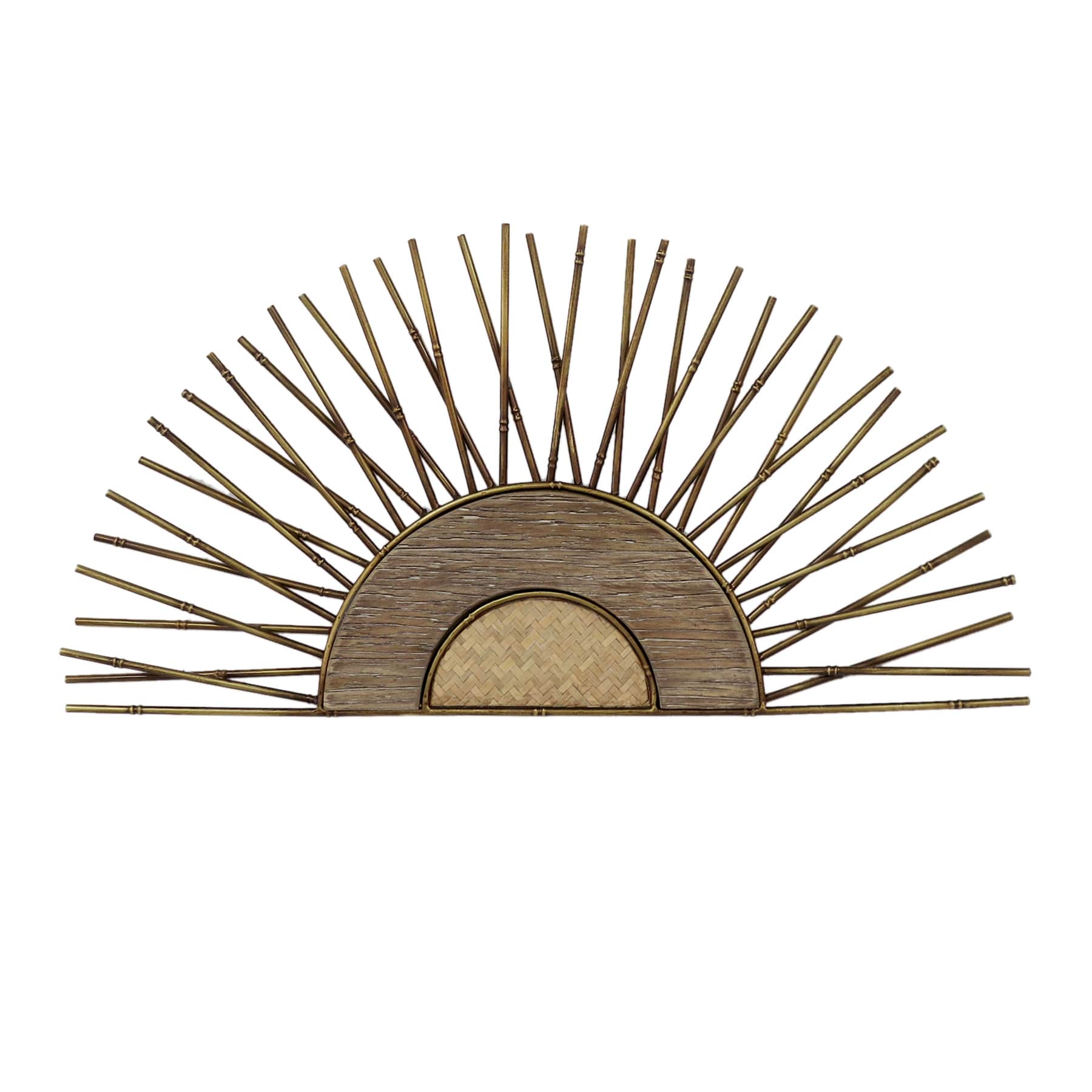 Abstract Sun Metal & Wooden Wall Decor, 28x15