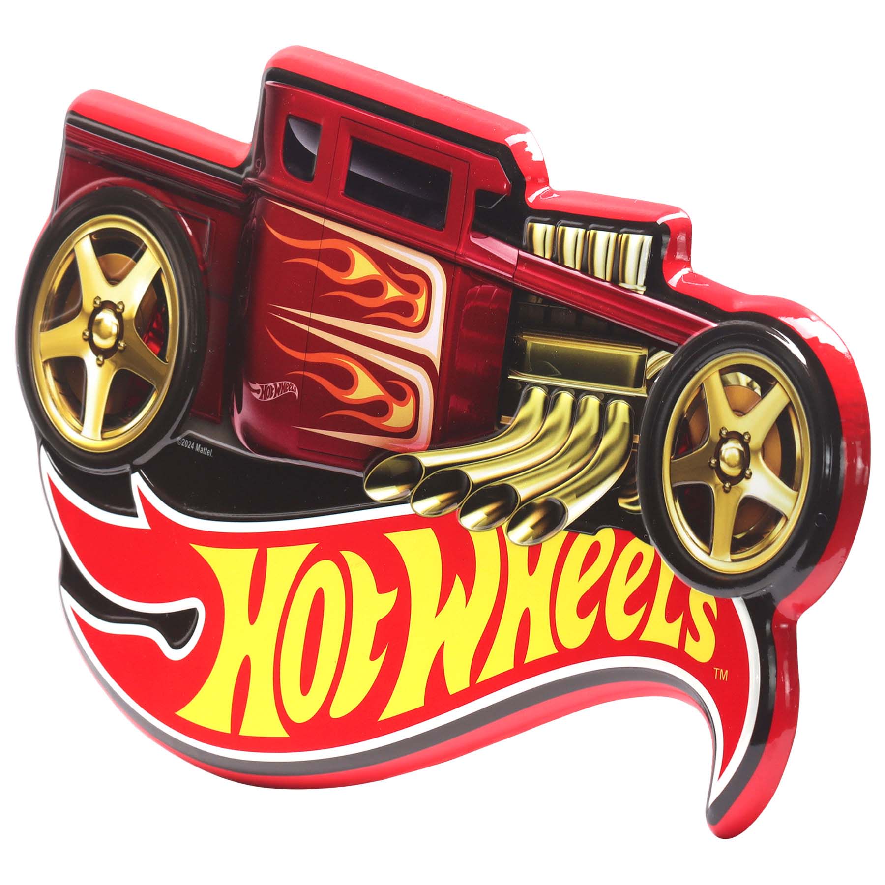 Hot Wheels Red Truck High Gloss Die Cut Emb Tin Sign