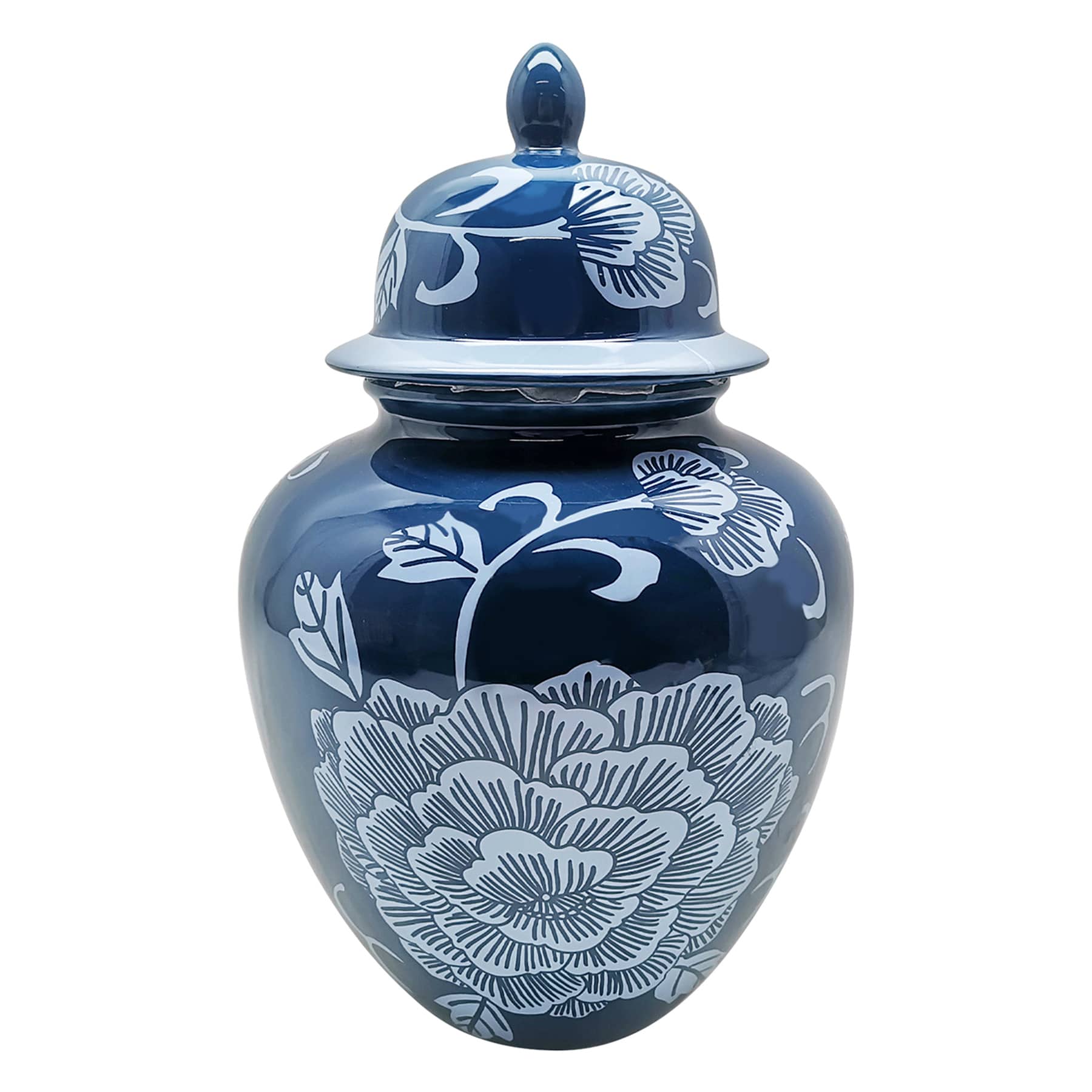 Providence Blue Ceramic Jar, 12"