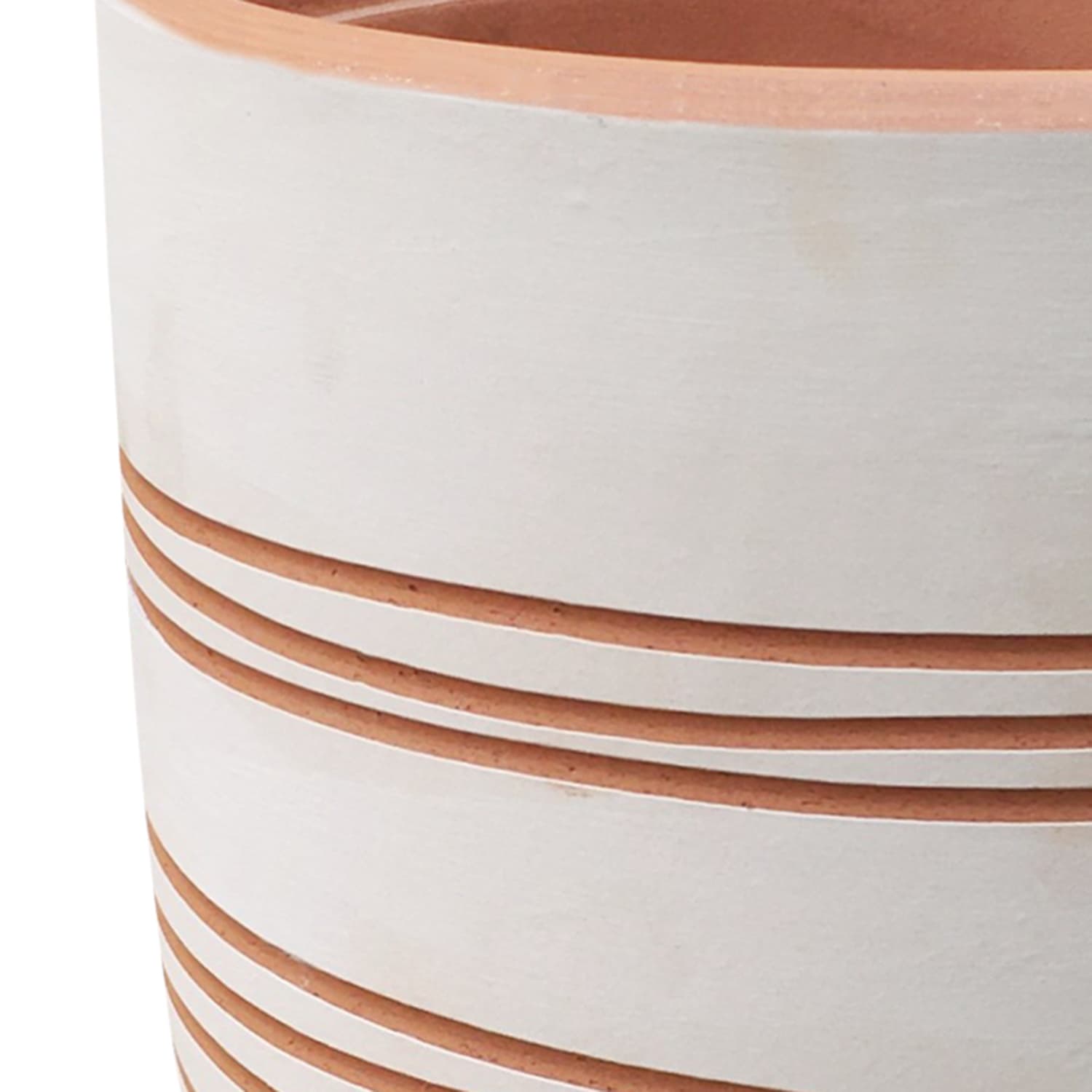 Indoor White Carved Clay Pot, Medium