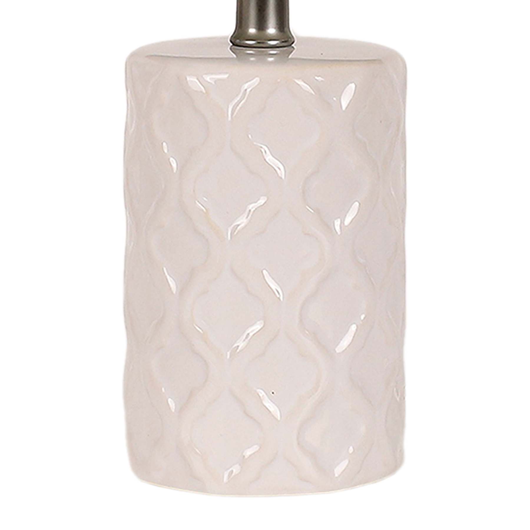 Providence White Quatrefoil Ceramic Mini Table Lamp with Shade, 12"