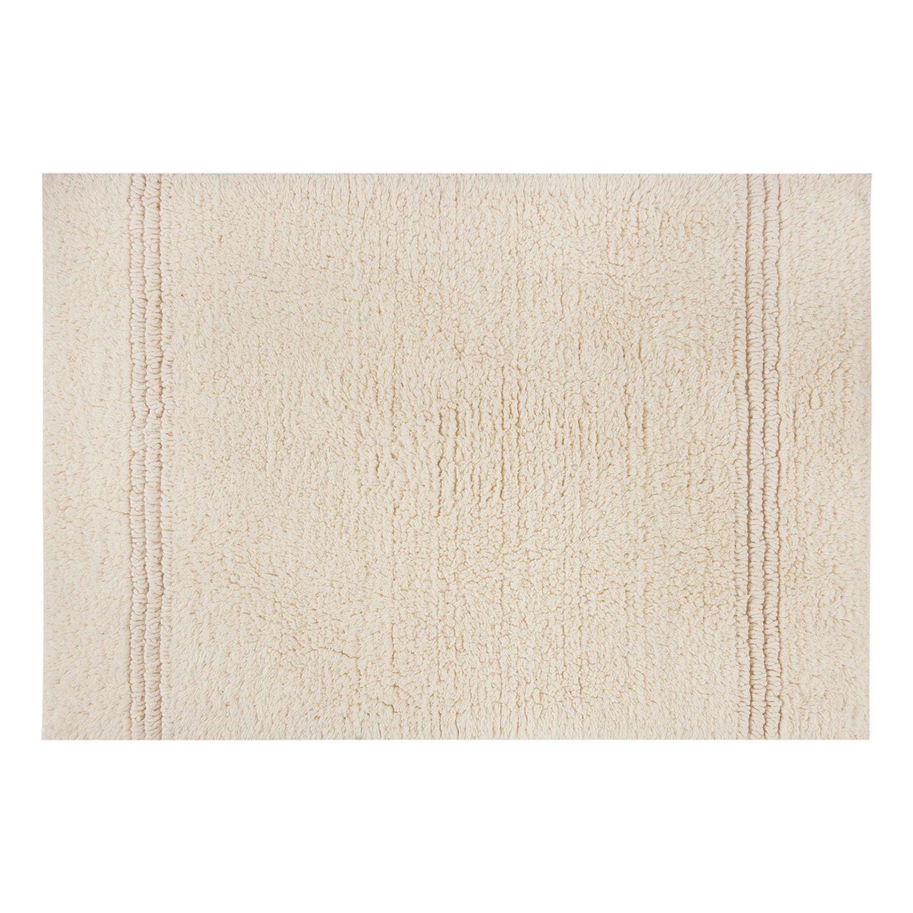 2-Pack White Simple Stripe Bath Rug Set, 17x24 & 20x32