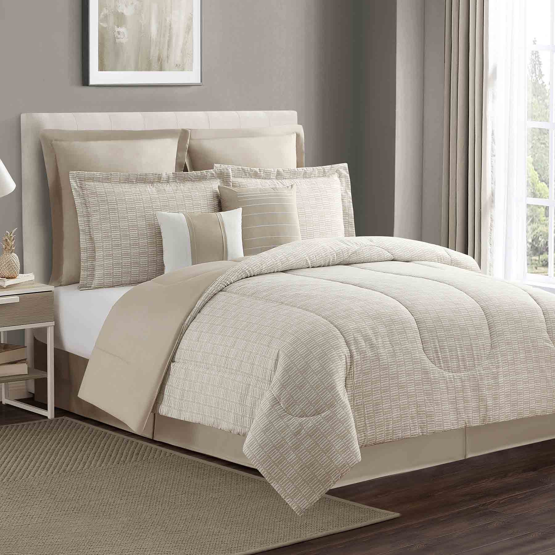 8-Piece Casey Almond Essential Comforter Set, King