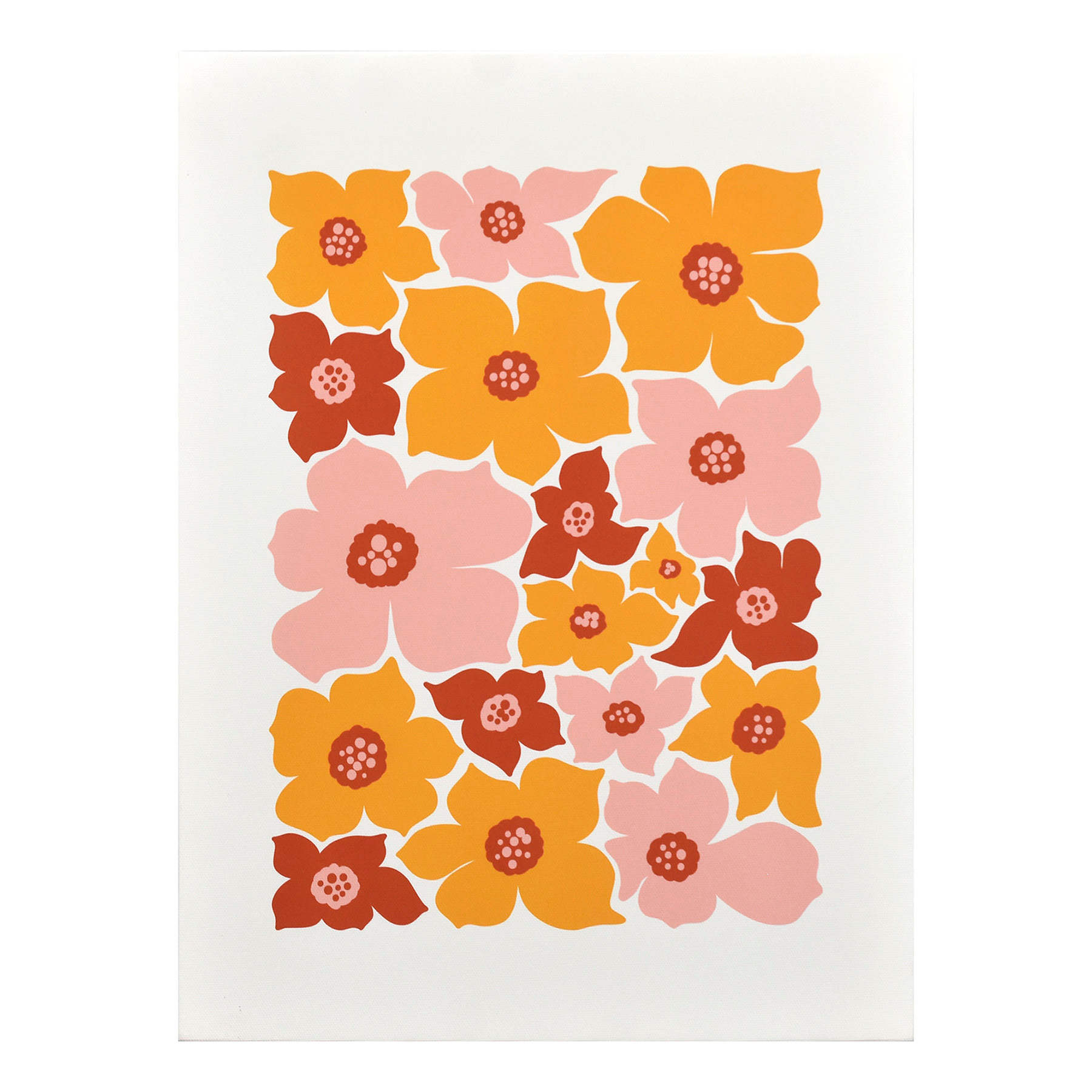 Pink & Yellow Flowers Canvas Wall Art, 12x16