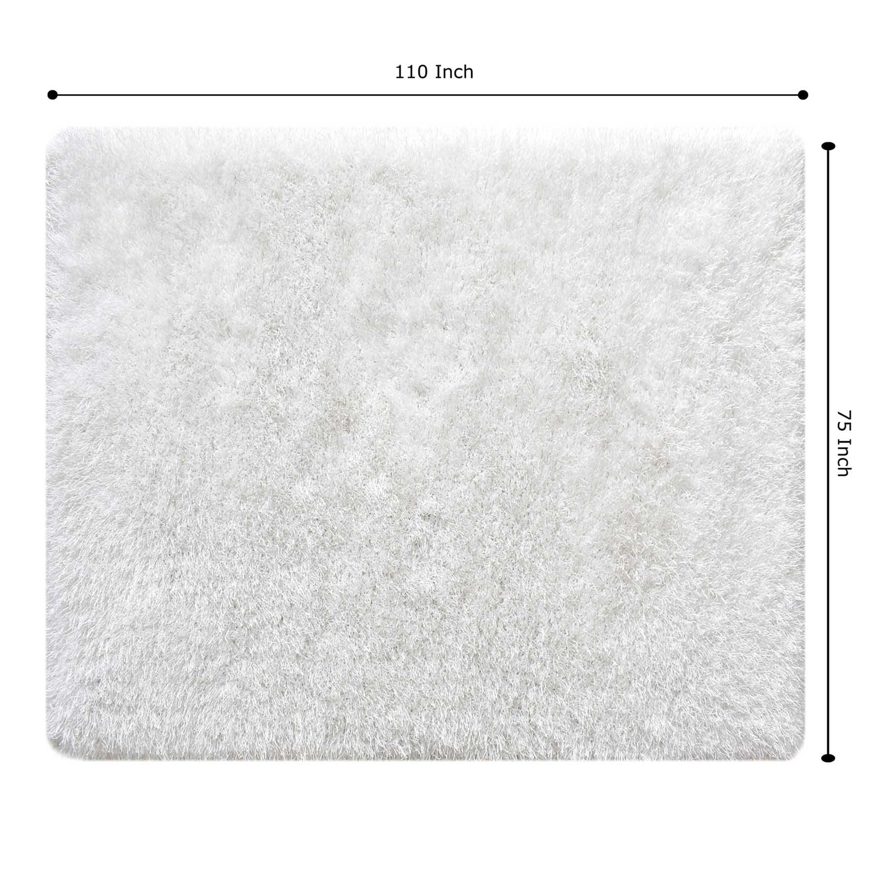 (C200) Eve White Shag Area Rug, 6x9