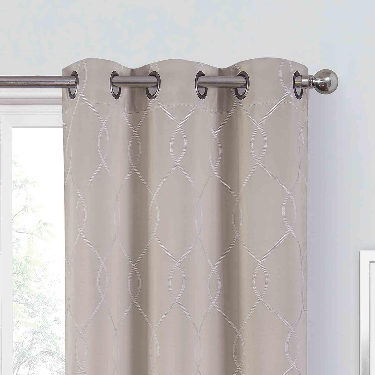2-Pack Ivory & White Embroidered Blackout Curtain Panels, 84"