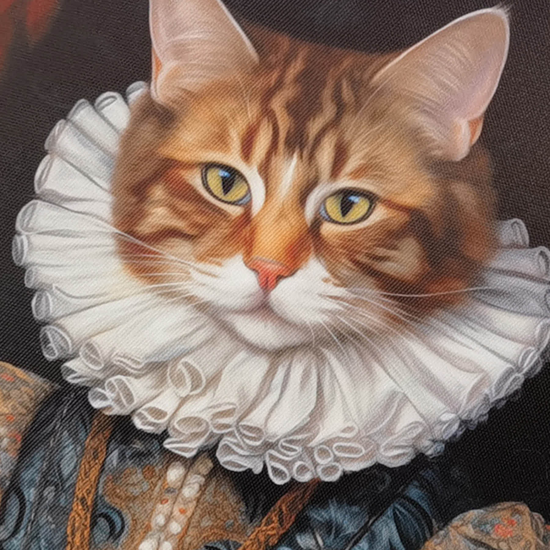 12X12 Orange Victorian Cat Canvas Wall Art