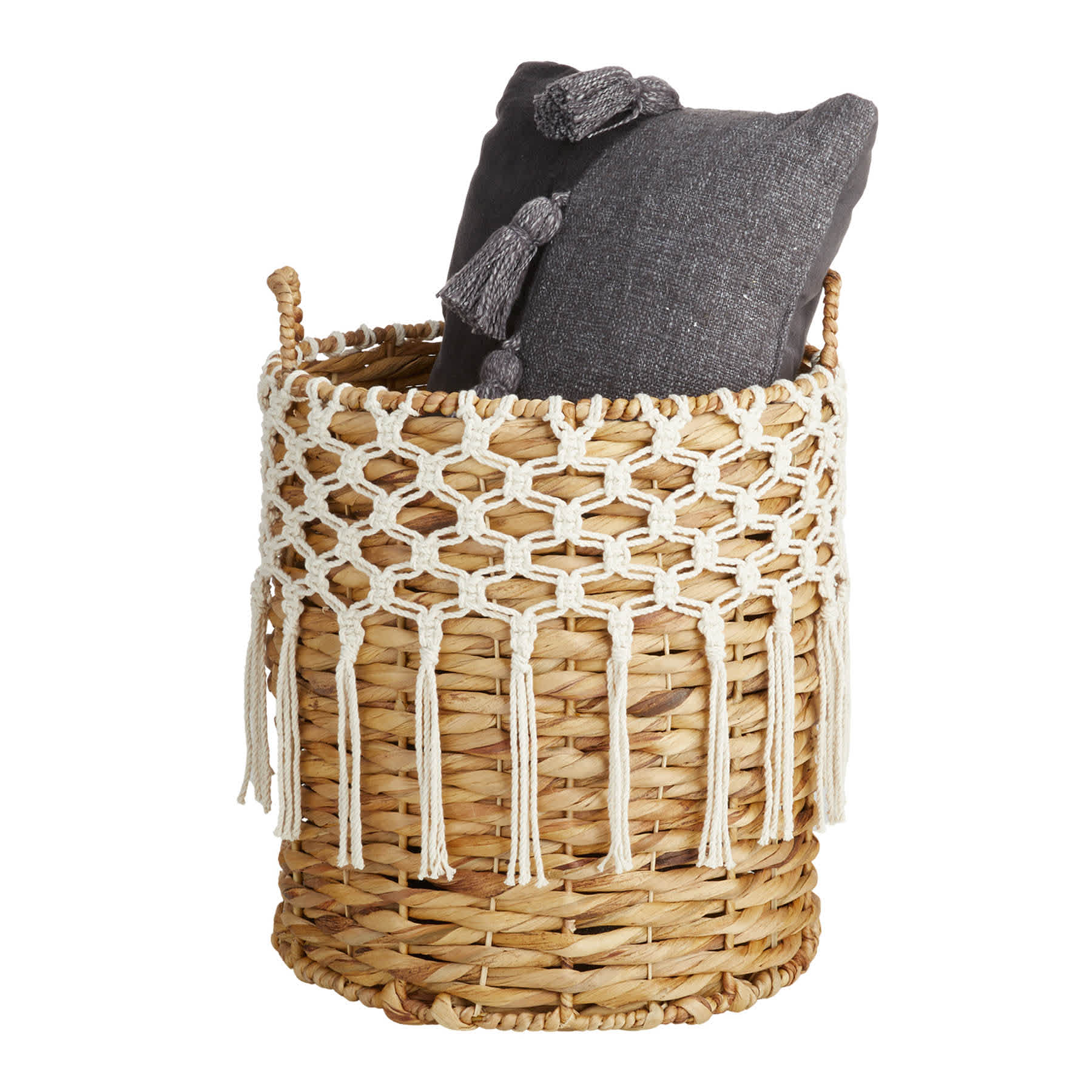 Found & Fable Water Hyacinth with Macrame Basket, Medium