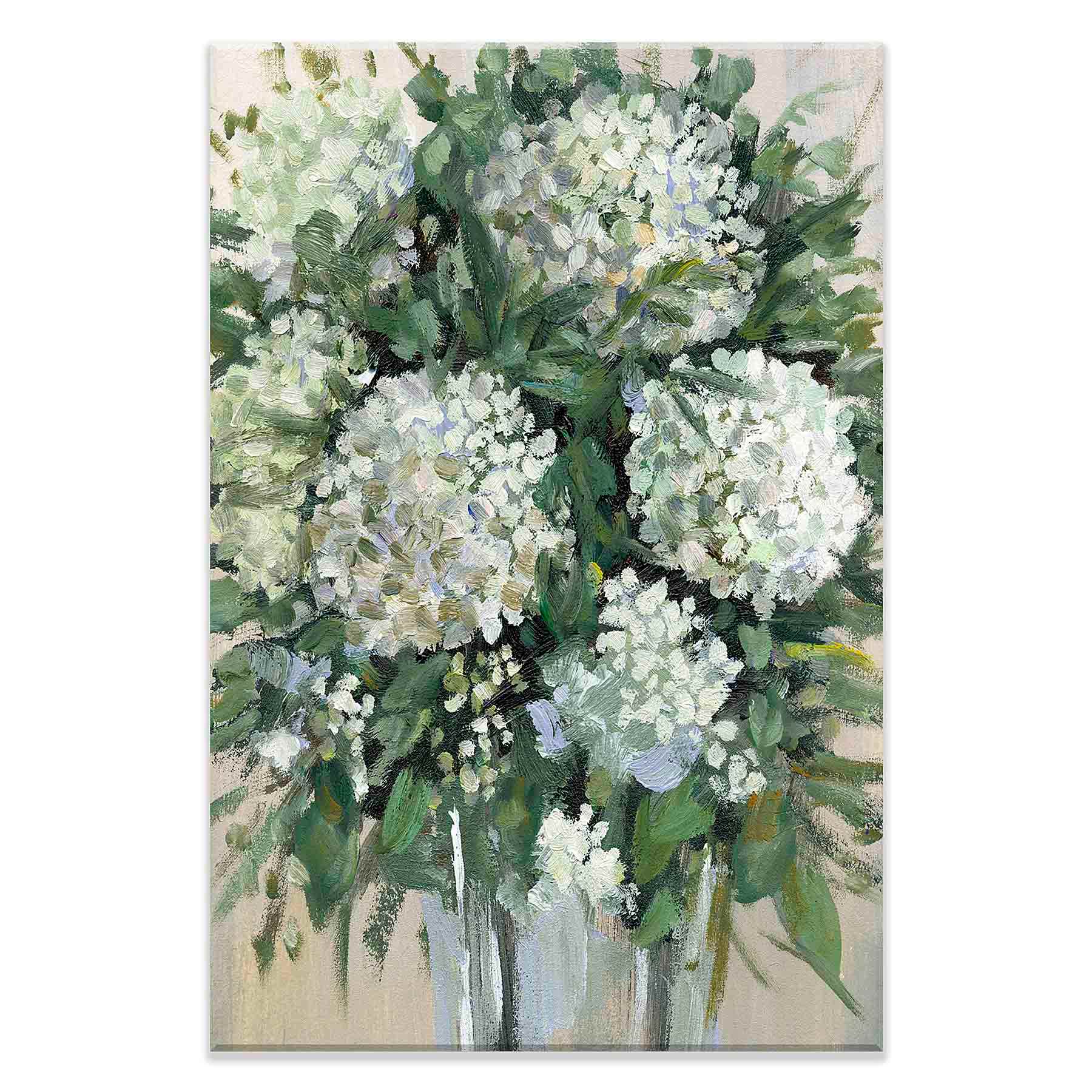 White Floral Vase Canvas Wall Art, 24x36