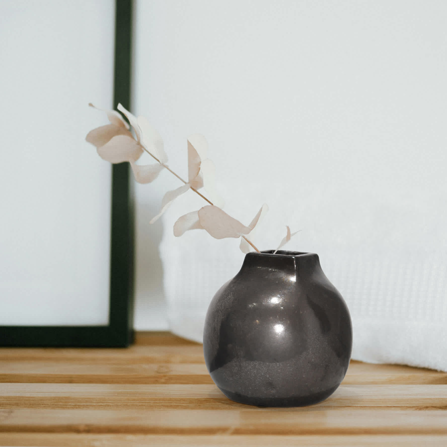 Bronze Sqaure Mouth Ceramic Vase, 7.7"