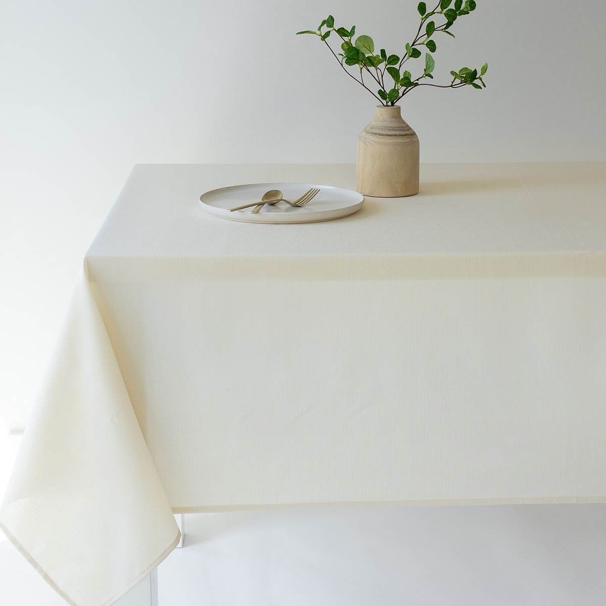 Basics Solid Ivory Tablecloth, 60x84