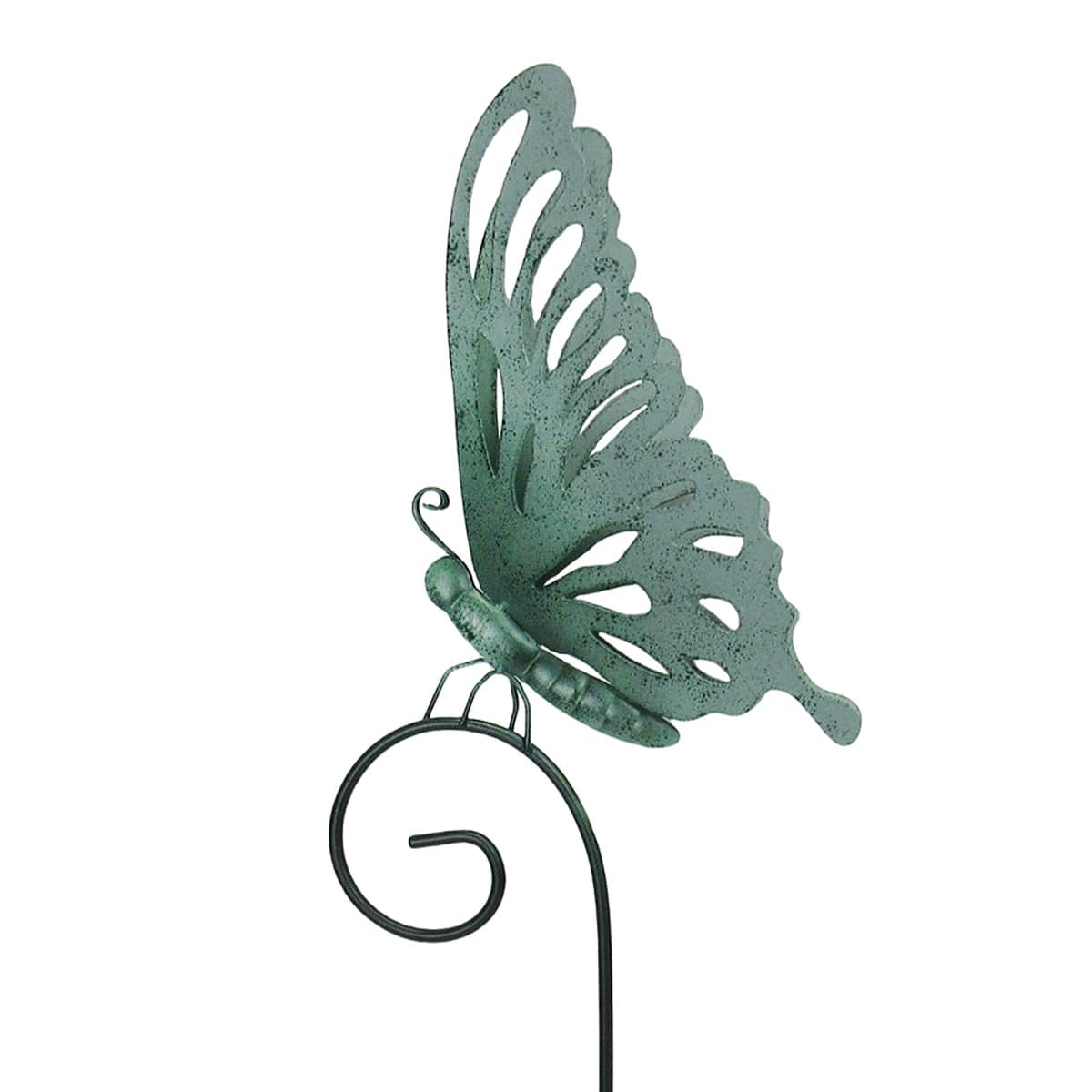 Honeybloom Green Metal Butterfly Plant Yard Pick, 20"
