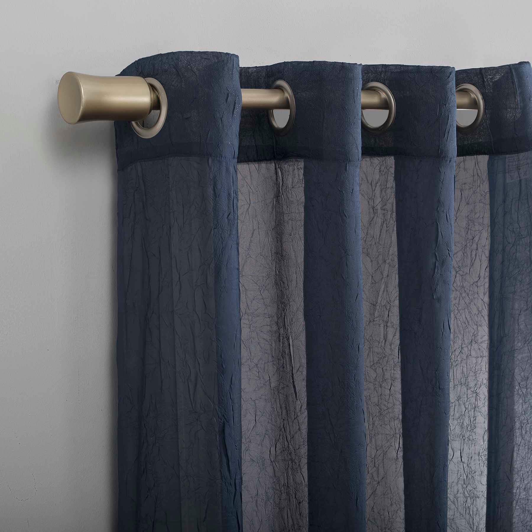 Erica Navy Blue Grommet Sheer Curtain Panel, 84"