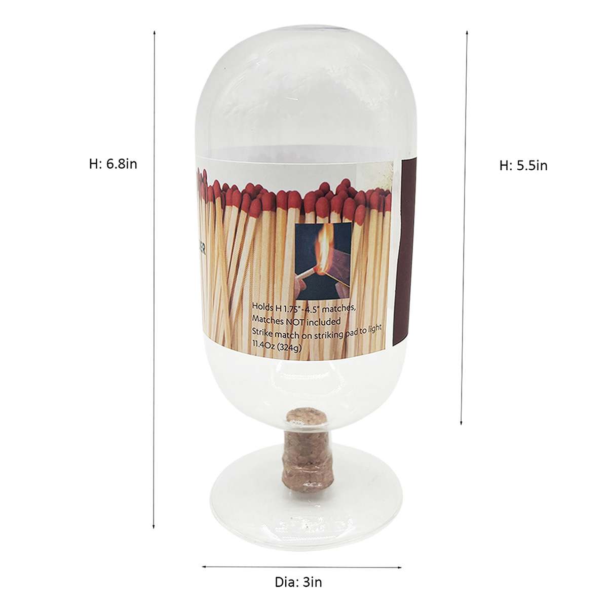Glass Match Holder with Striker