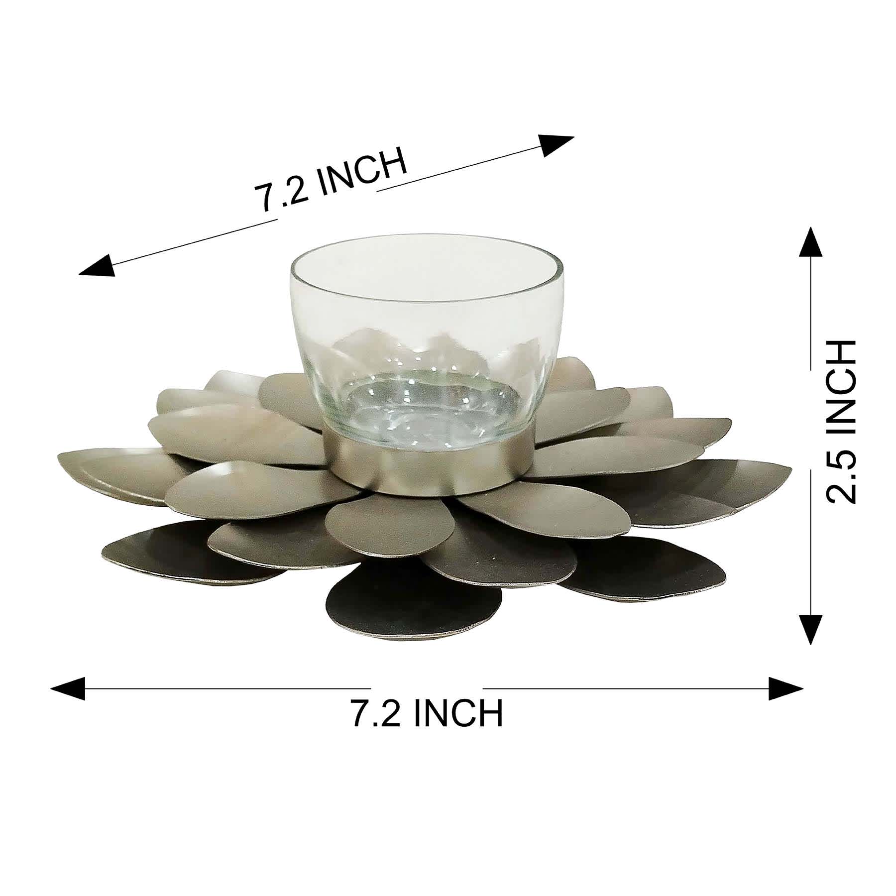 Found & Fable Silver Lotus Tealight Candle Holder, 7.5"