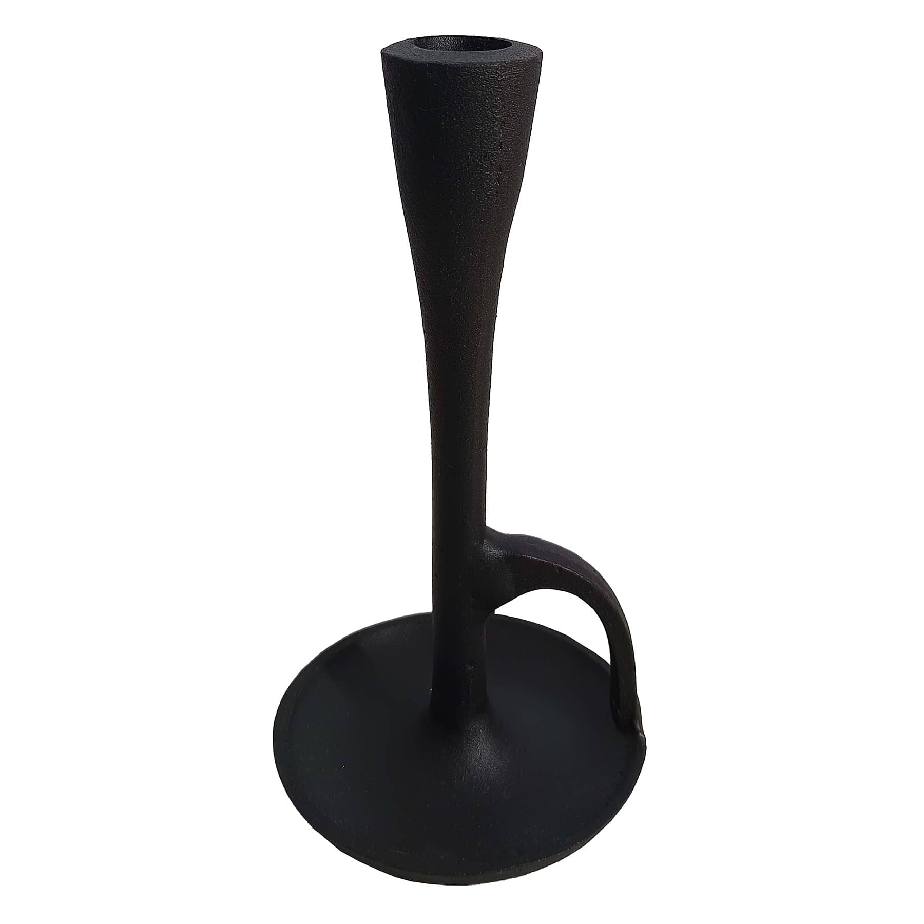 Black Cast Taper Candle Holder, 8"