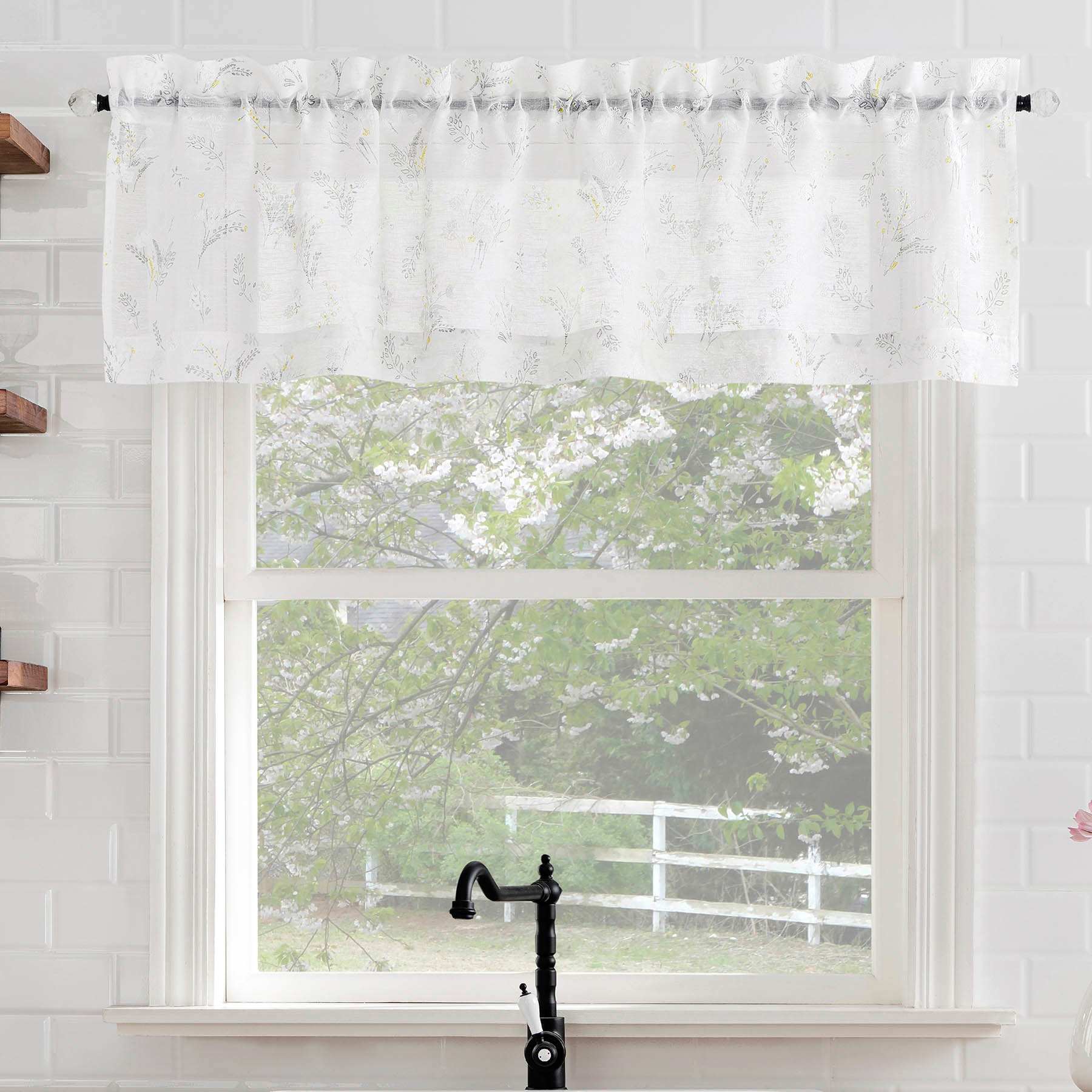 Tillie White Small Window Valance, 54x14