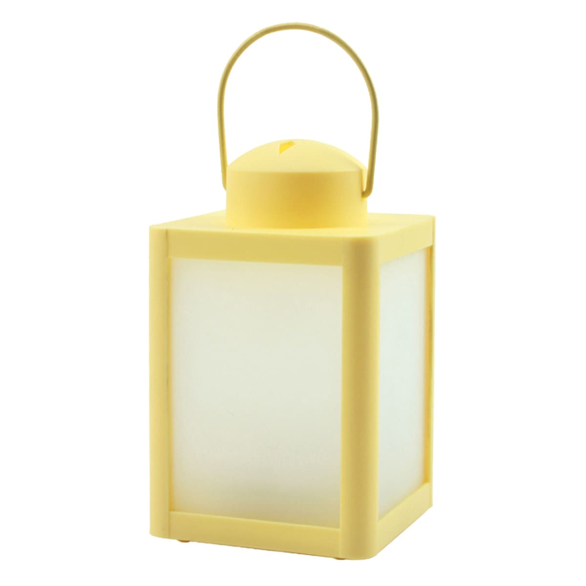 Yellow Plastic LED Lantern with Frosted Glass, 6.7"