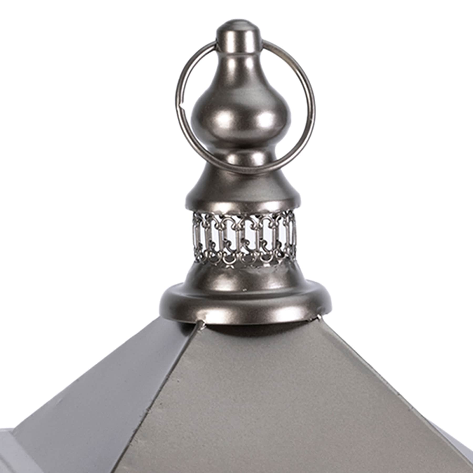 Antique Bronze Metal Lantern, 19.9"