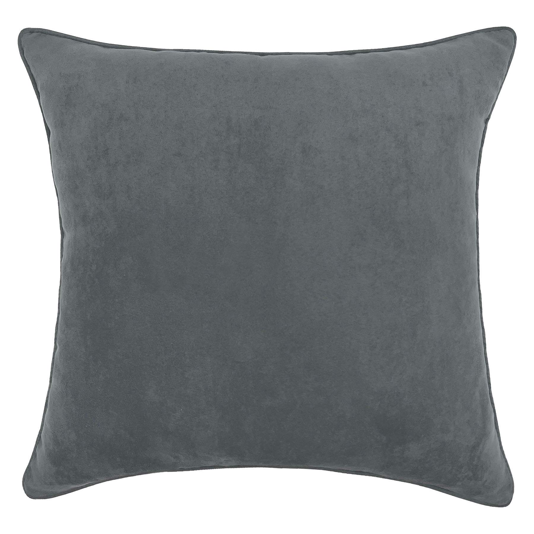 Slate Grey Faux Suede Throw Pillow, 18"