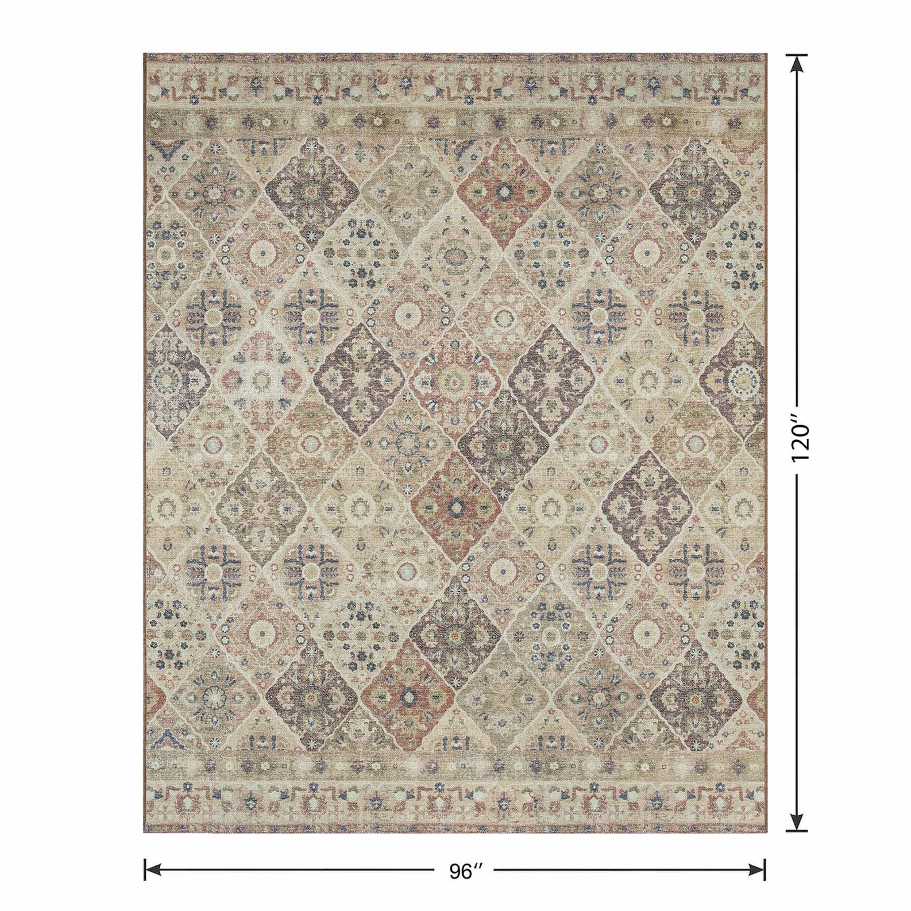 (B898) Spice Medallion Washable Area Rug, 8x10
