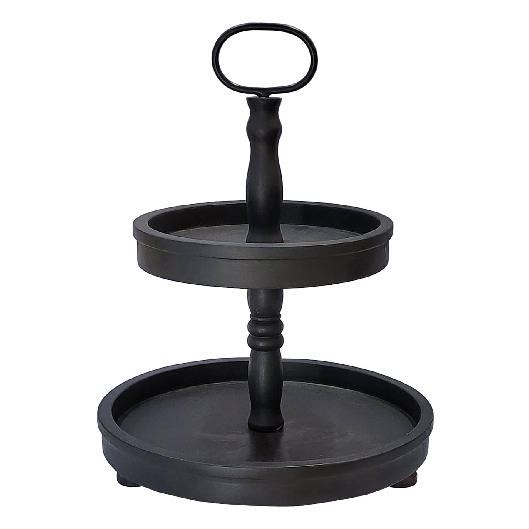 Black Wooden 2-Tier Stand, 12.5"