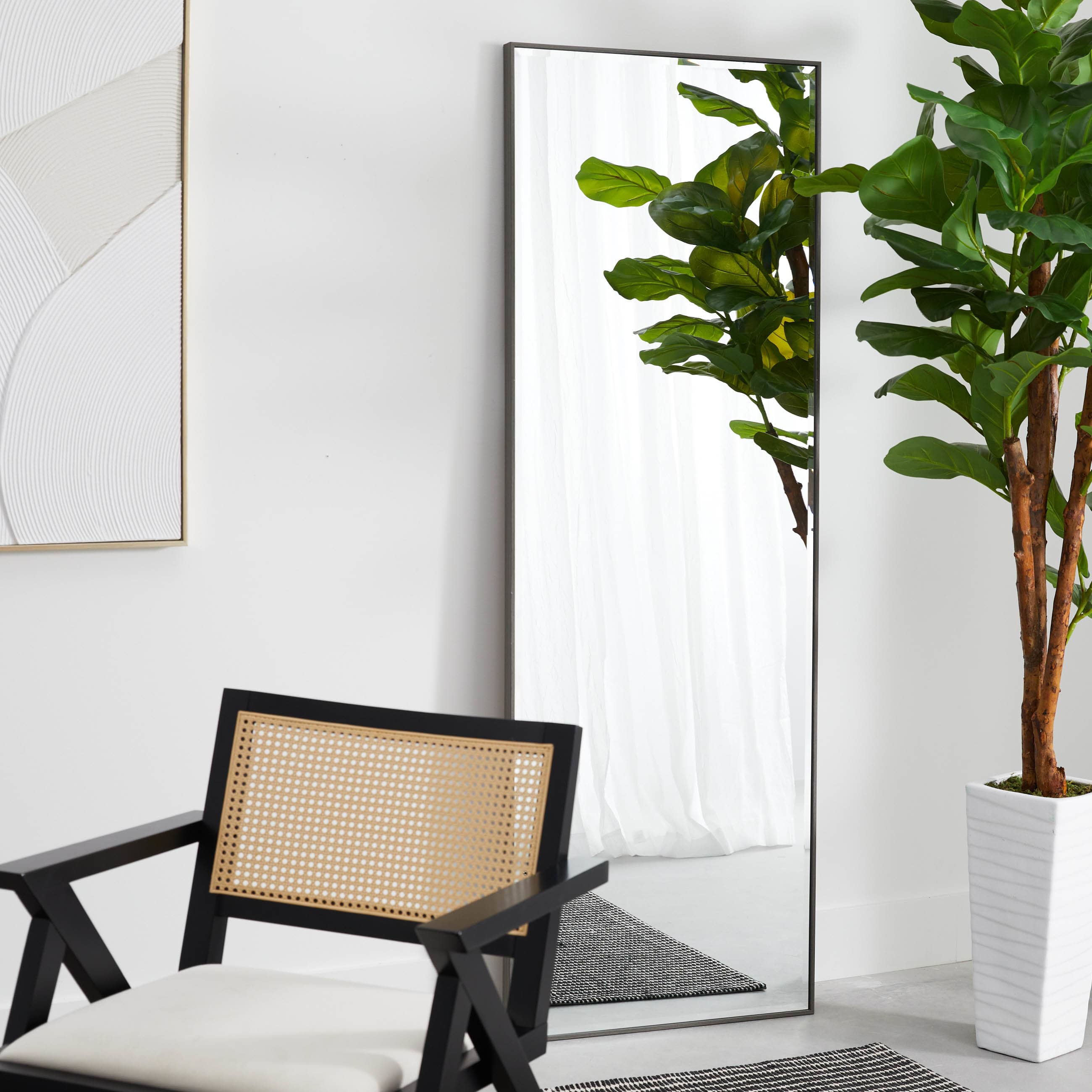 Grey Wash Thin Framed Leaner Mirror, 24x70