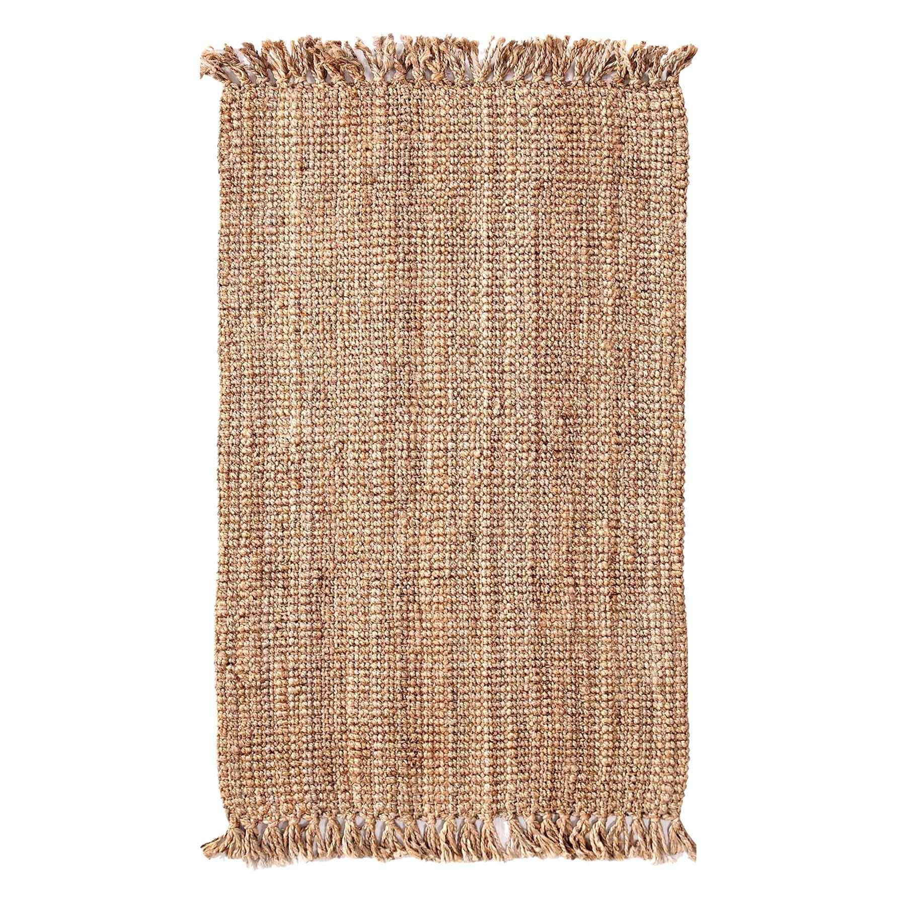 (B485) Honeybloom Jute Boucle Fringe Area Rug, 5x7