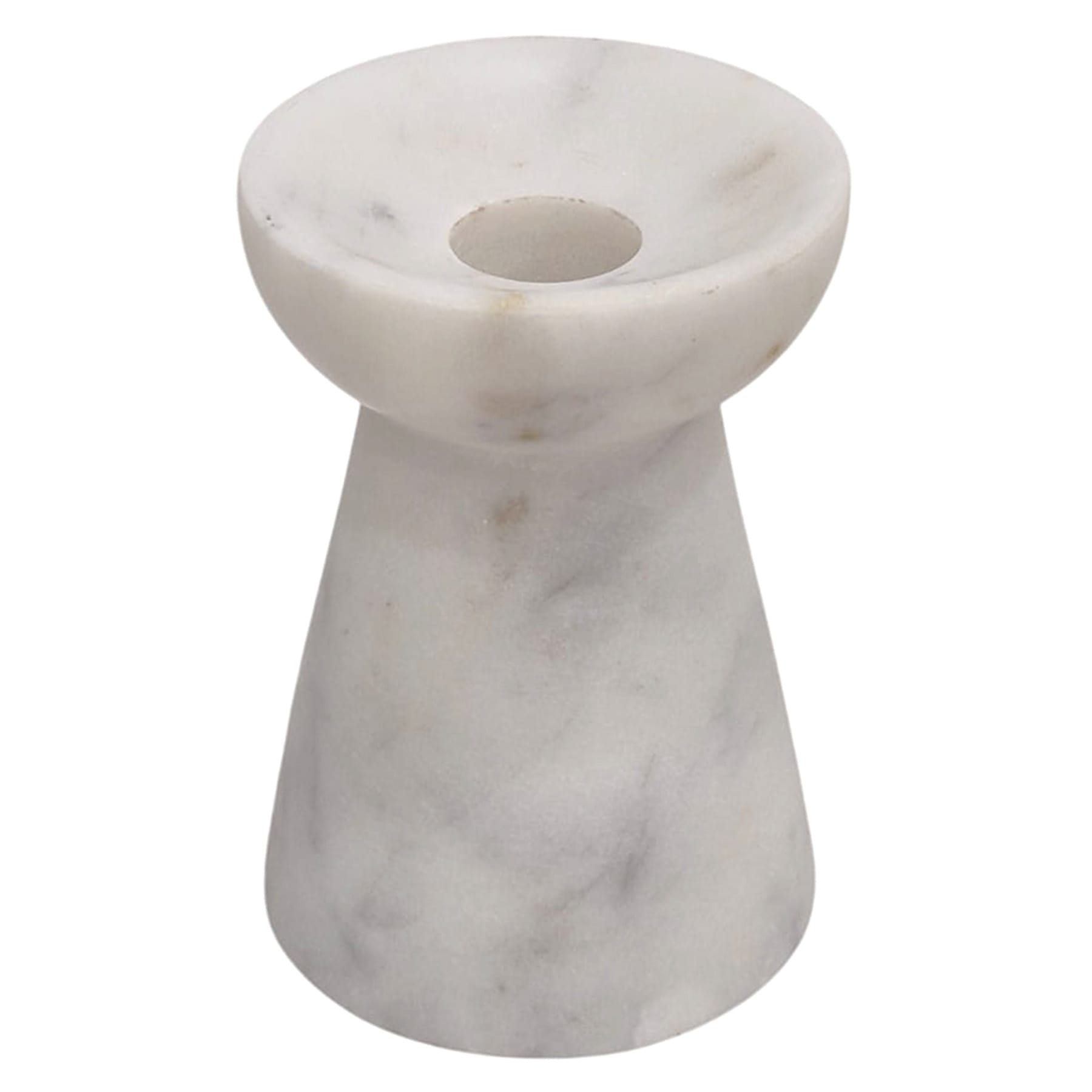 White Marble Taper Candle Holder, 4"