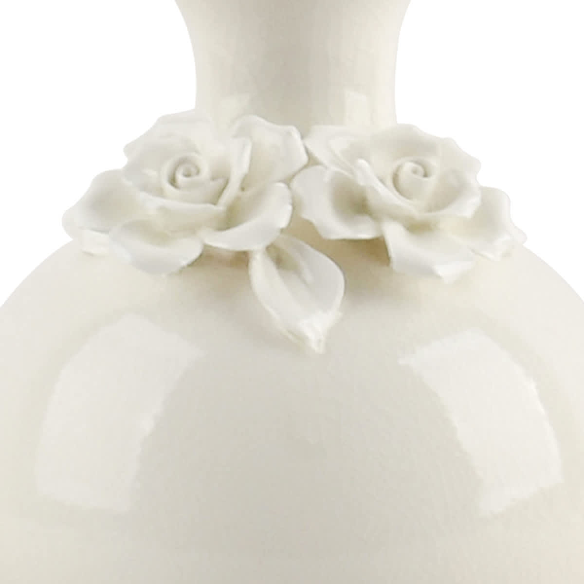 Providence White Floral Applique Small Lamp Base, 12.5"