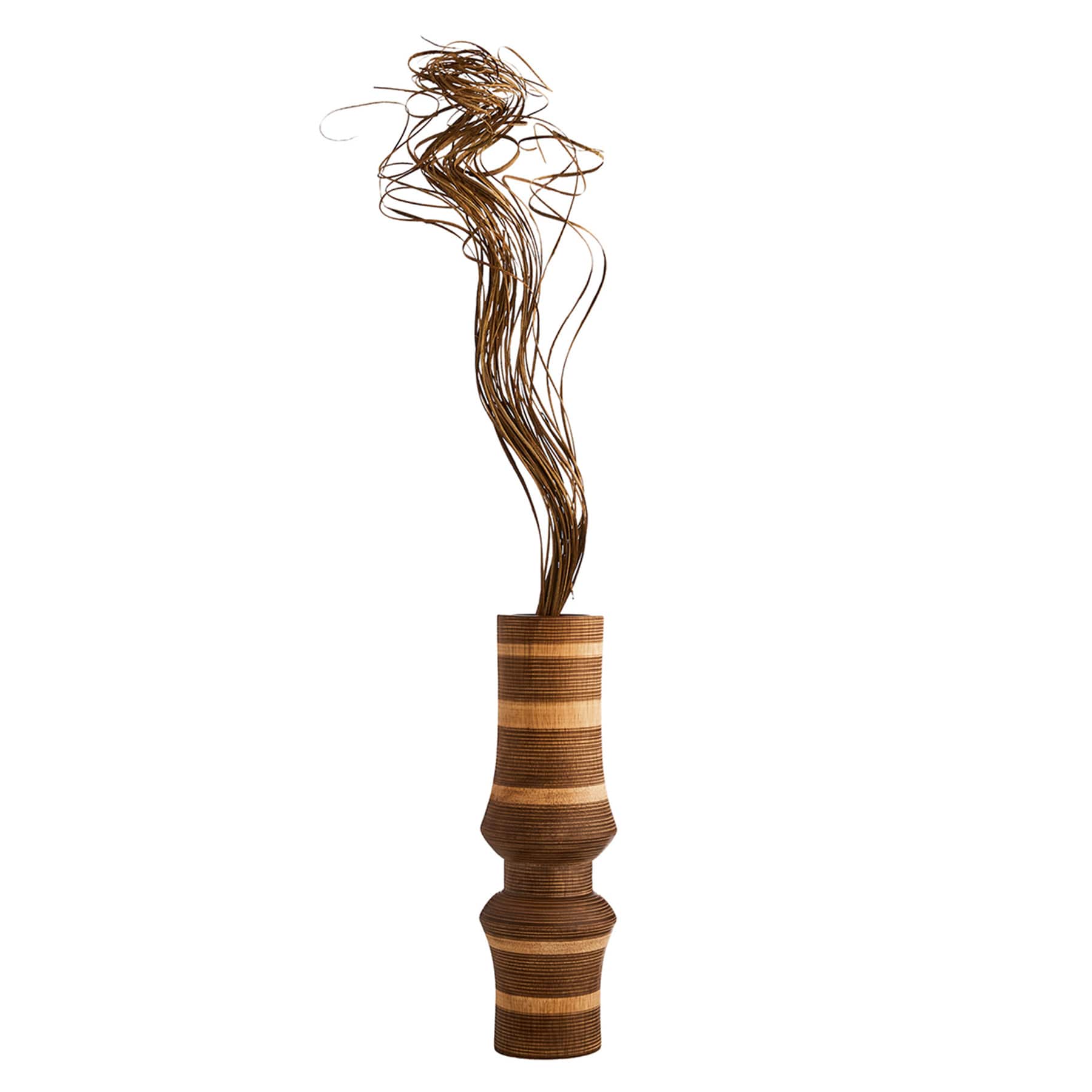 Brown Wooden Striped Vase, 13"