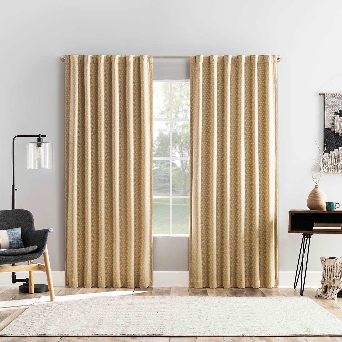 Arvid Gold Blackout Curtain Panel, 84"