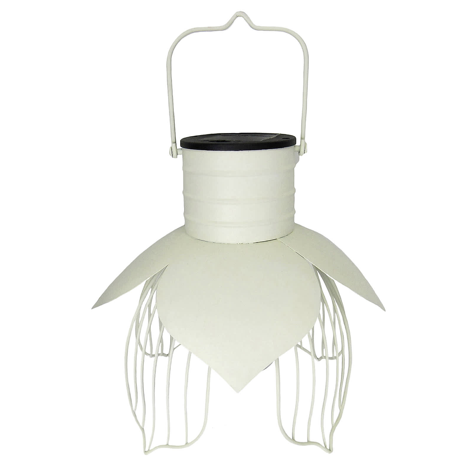 Honeybloom White Metal Flower Outdoor Solar Lantern, 9"