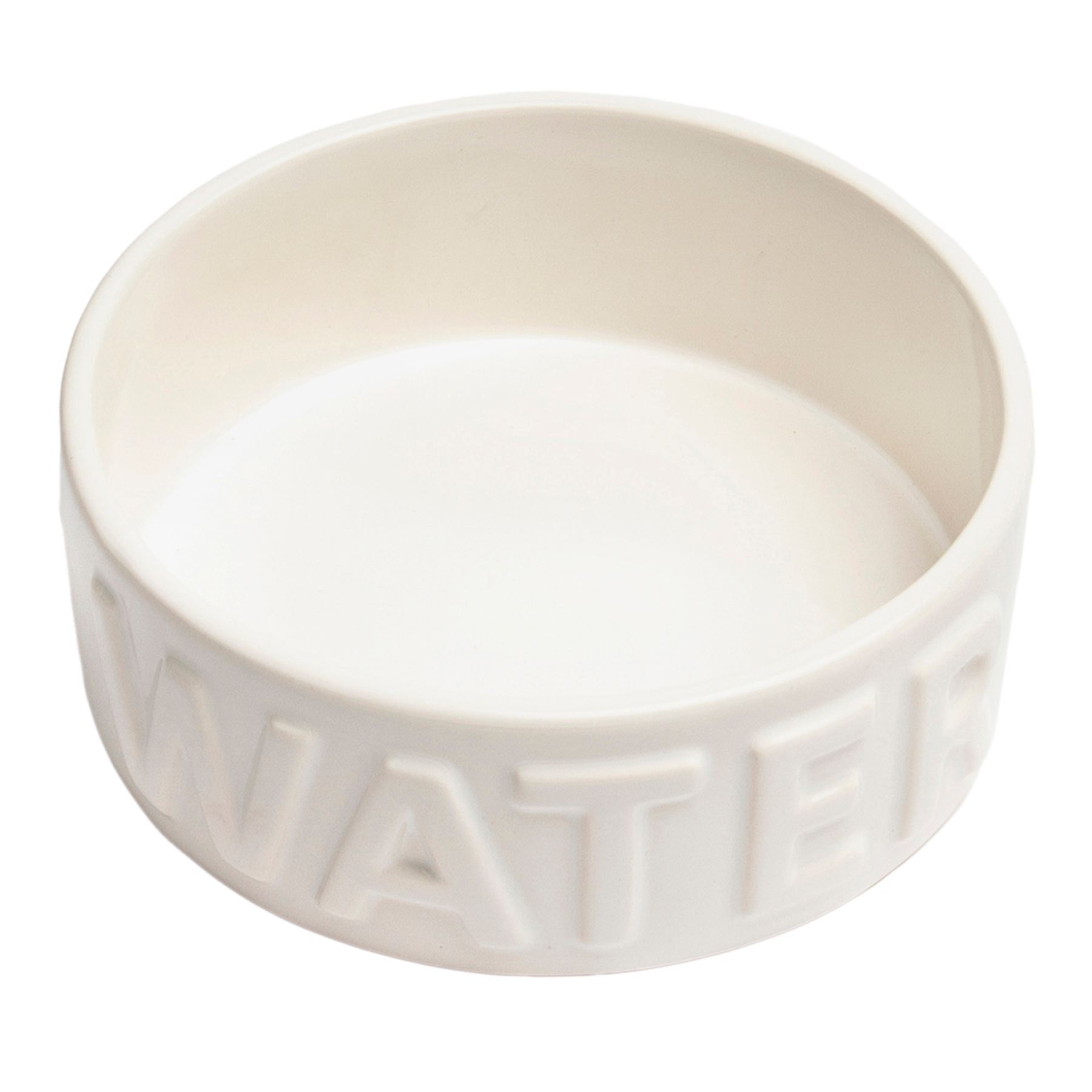 Classic White Ceramic 4-Cup Pet Water Bowl, Medium